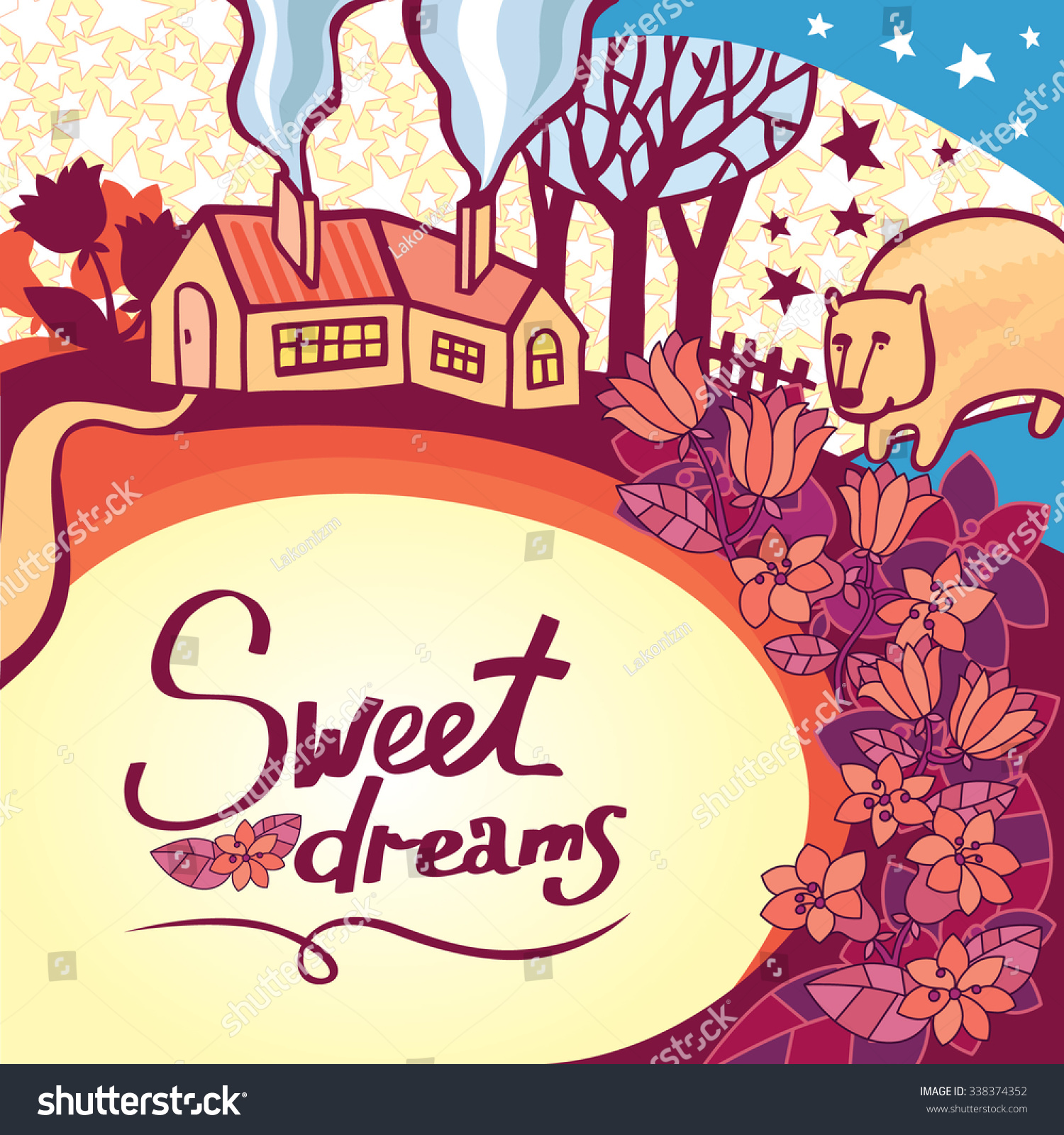 Lovely Sweet Dreams Concept Design Vector Stock Vector 338374352 ...