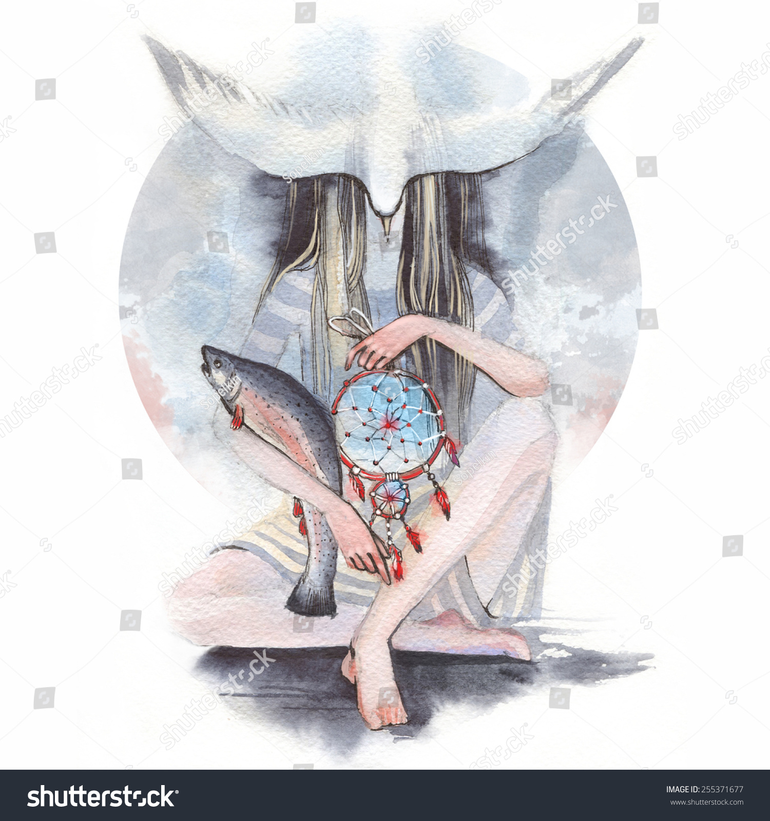 Allegory Dreams Concept Art Watercolor Painting Stock Illustration ...
