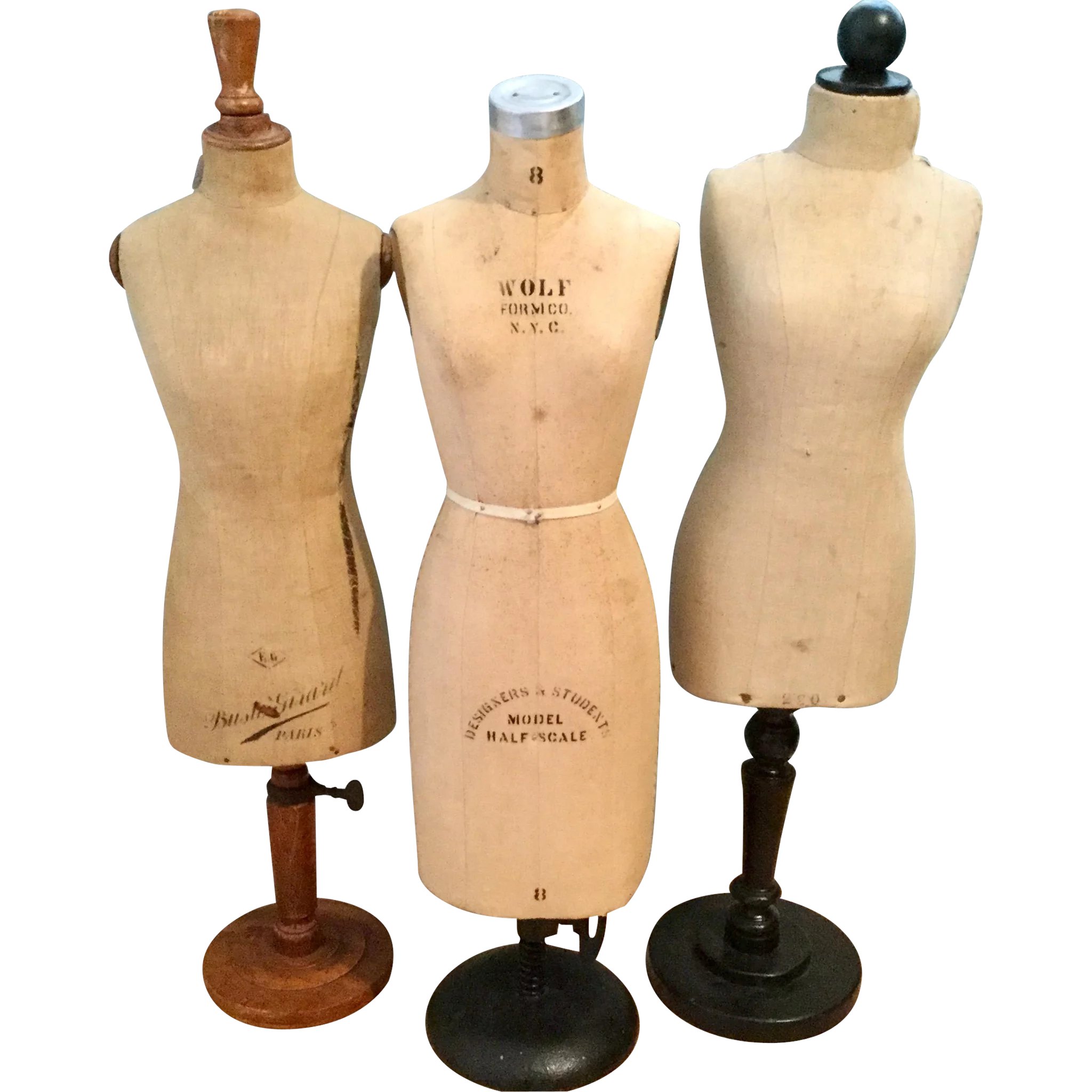 Collection of 3 Salesman Sample Dress Forms French & American ...