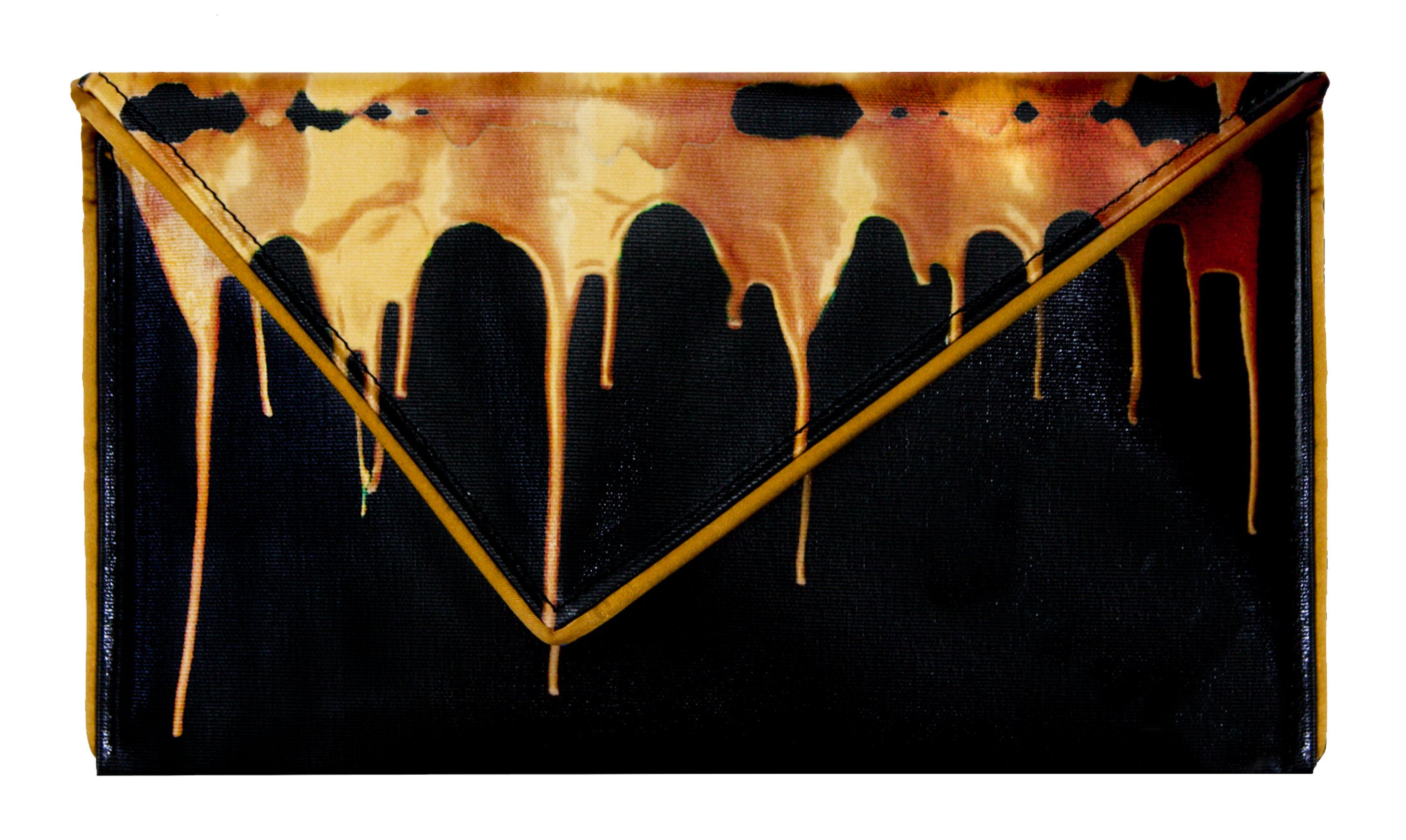 Black Dripping in Gold Clutch – Kent Stetson Handbags