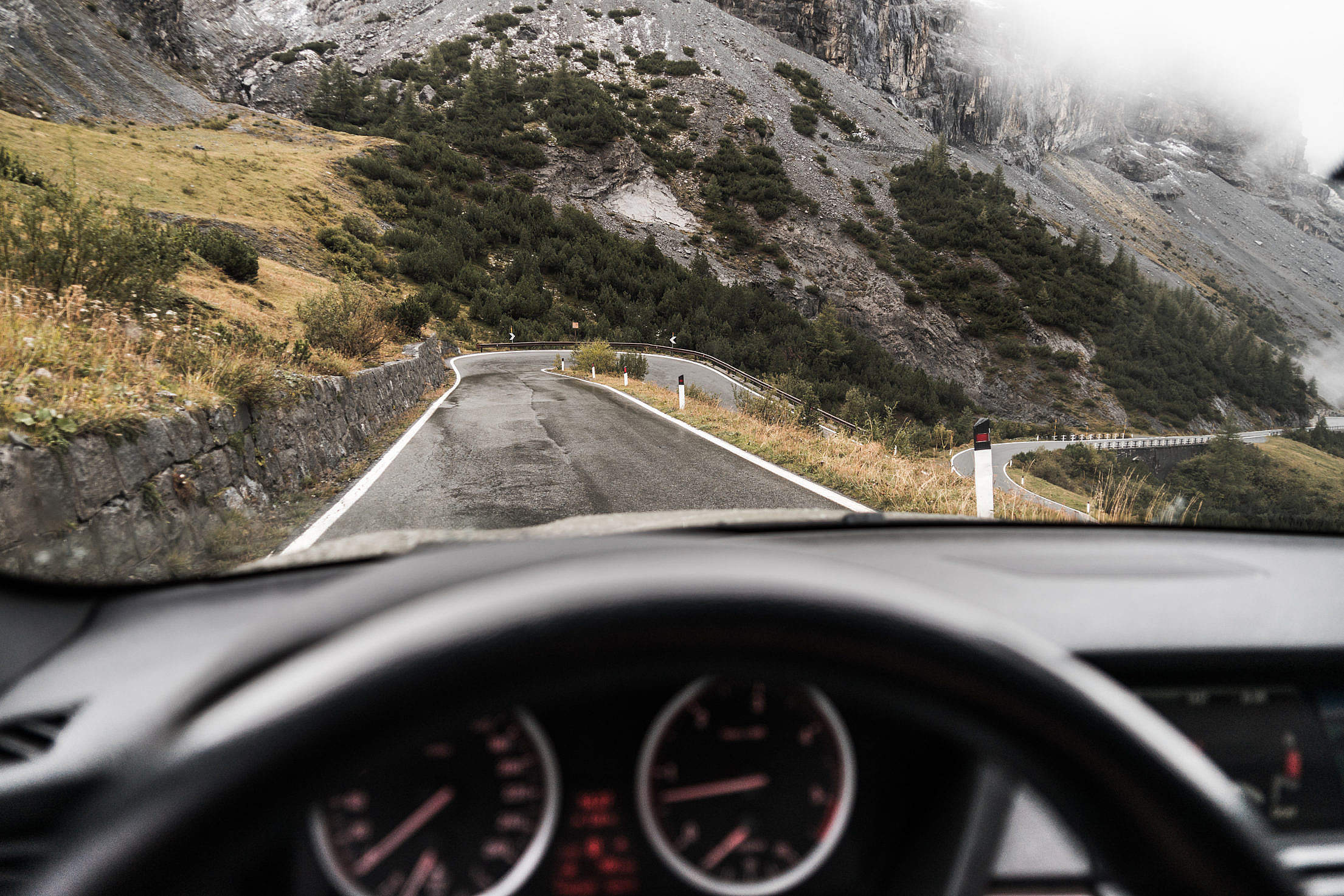Drivers View: Driving on Stelvio Pass, Italy Free Stock Photo ...