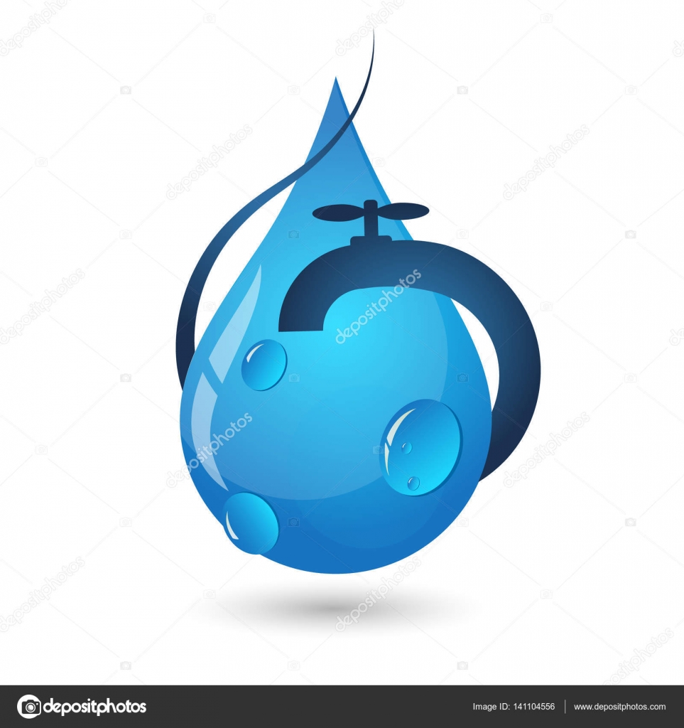 A drop of water and faucet — Stock Vector © john1279 #141104556