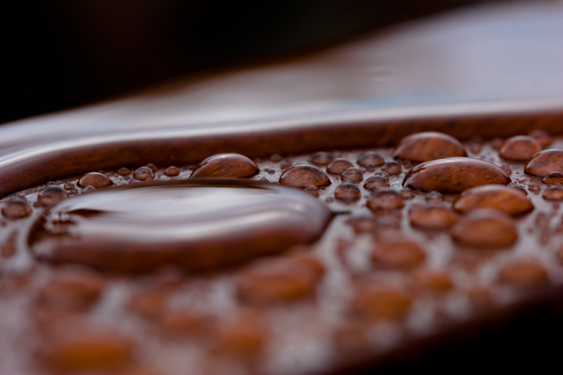Droplets on wood, Abstract, Backgrounds, Blur, Closeup, HQ Photo