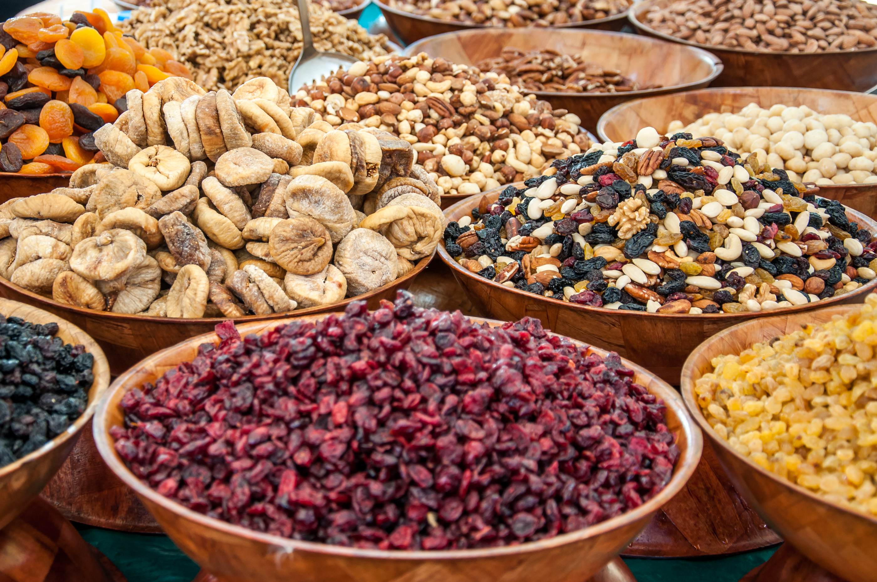 Dry fruits and nuts at market photo
