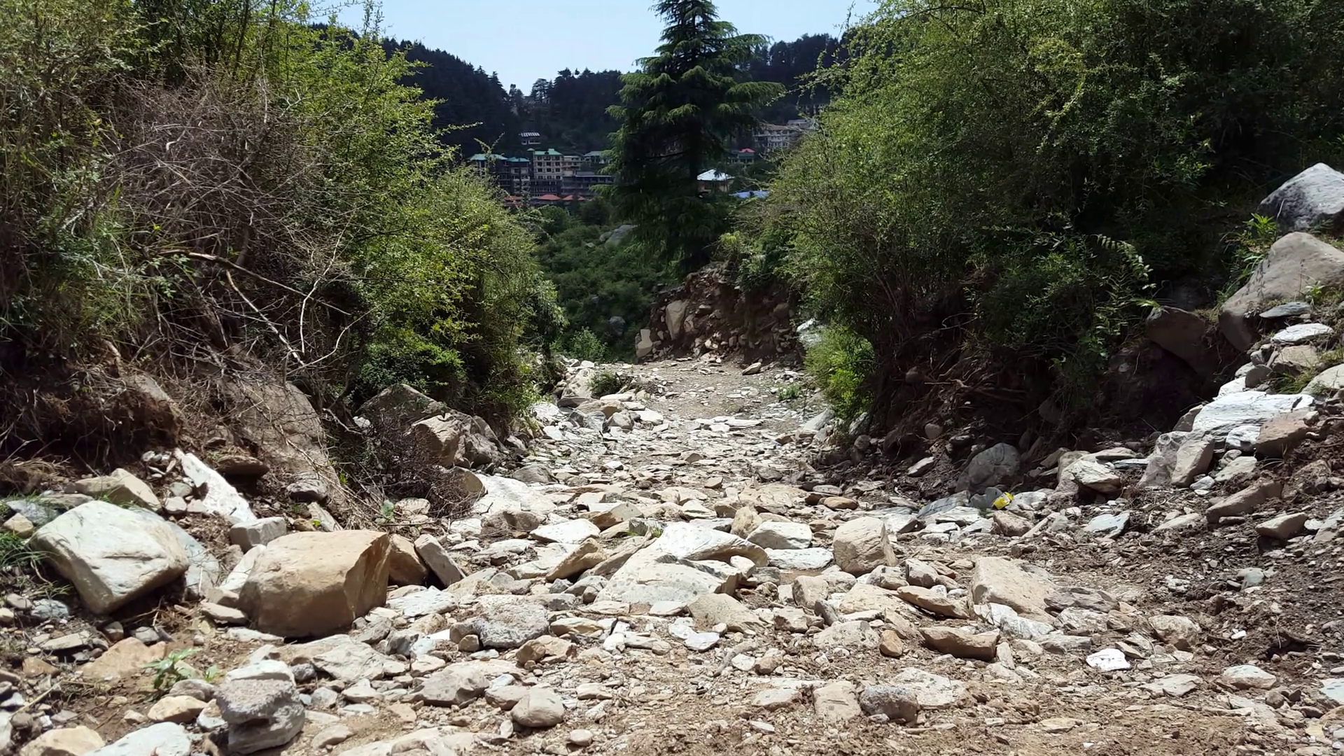 Dry river road path, Bhagsu, Himalaya mountains, India Stock Video ...