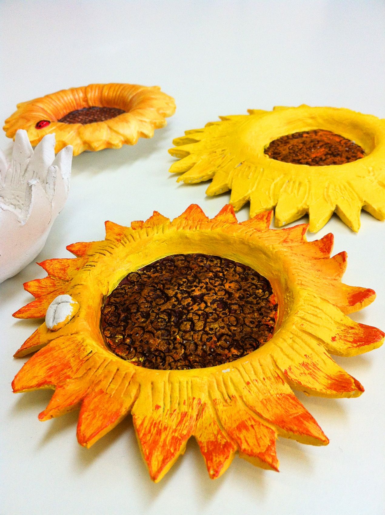 Air dry clay sunflower bowls at ArtPad. Www.artpadpendle.co.uk | Art ...