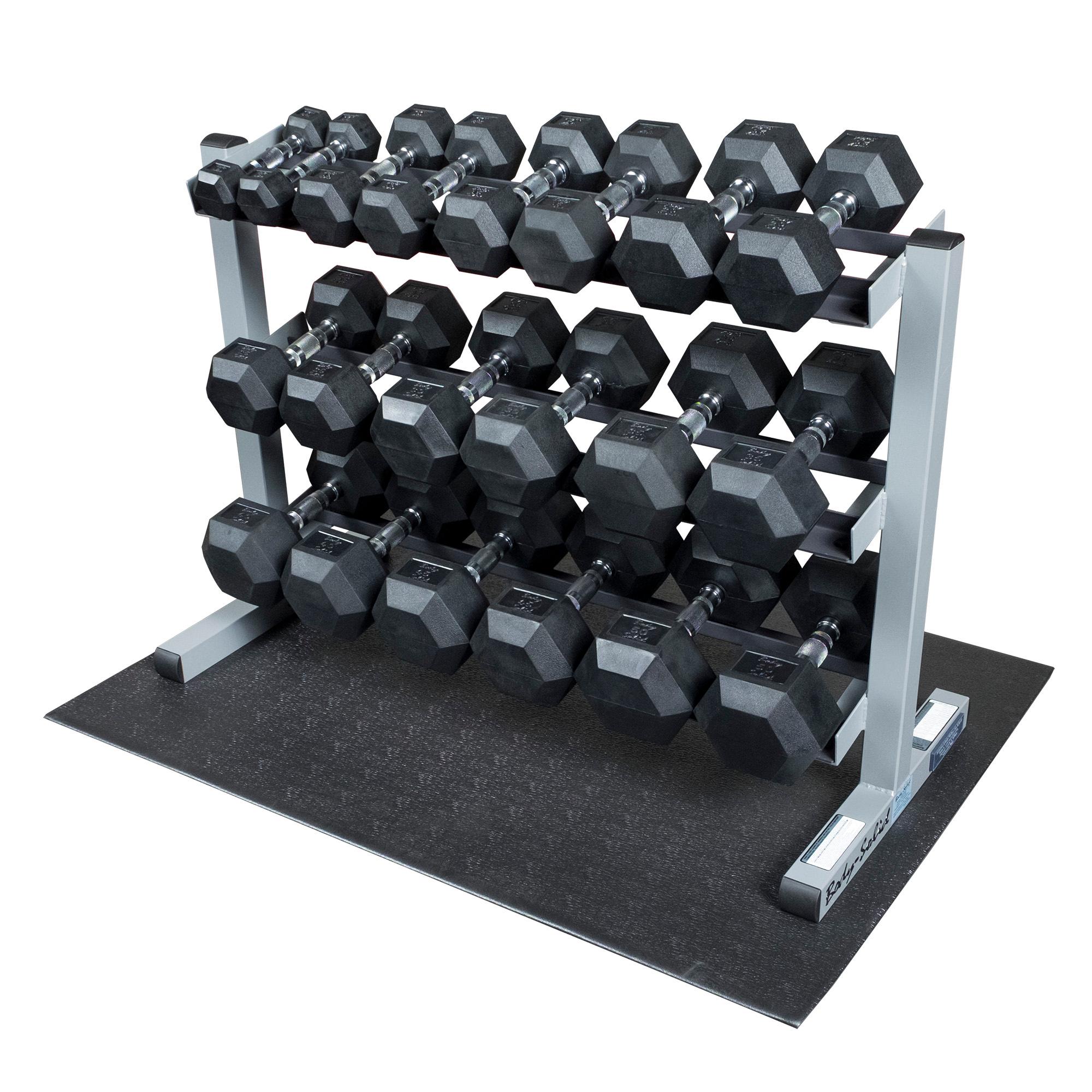 Amazon.com : Body Solid GDR363-RFWS Dumbbell Rack with Rubber ...
