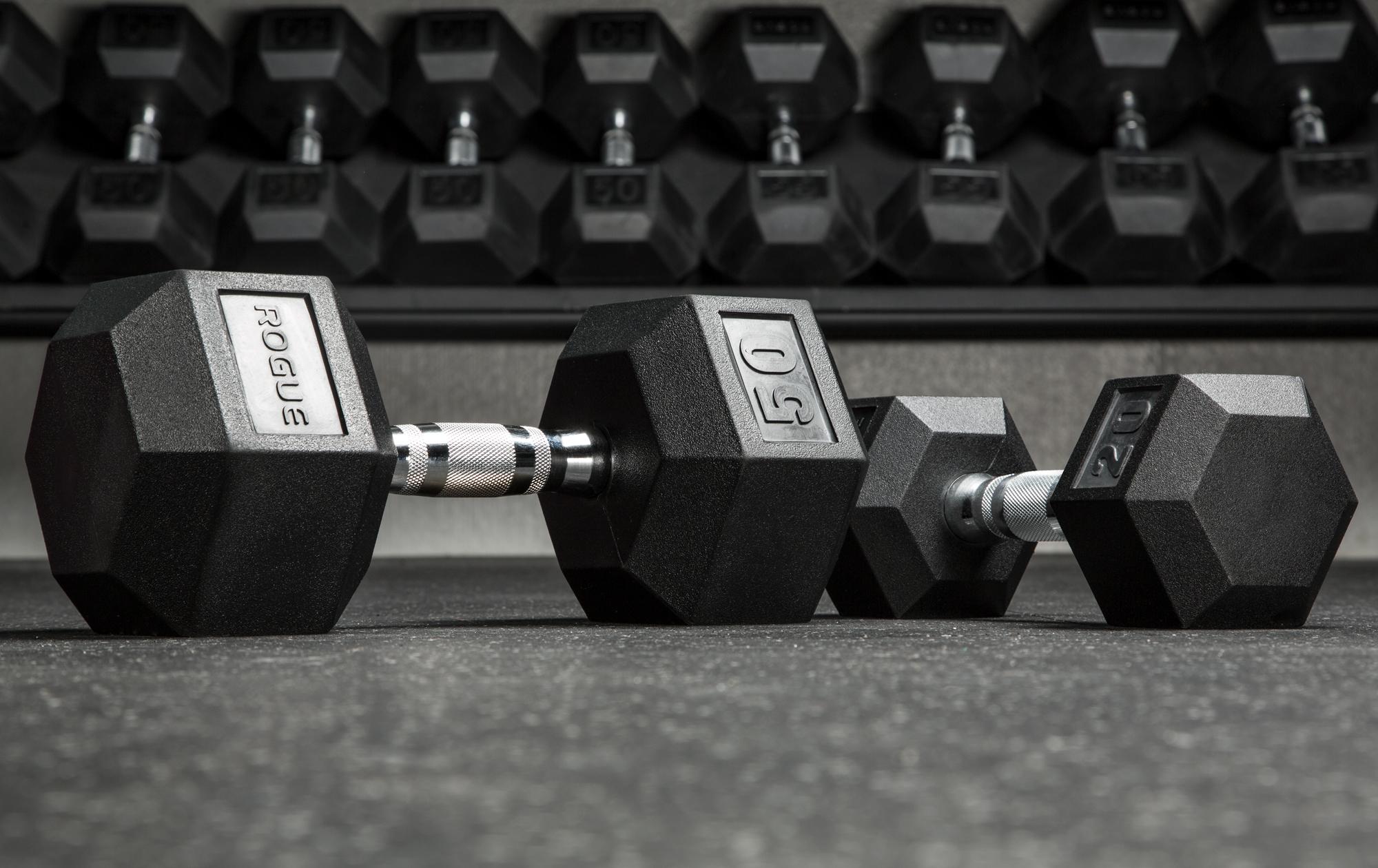 Rogue Dumbbells - Weight Training - Rubber Hex | Rogue Fitness