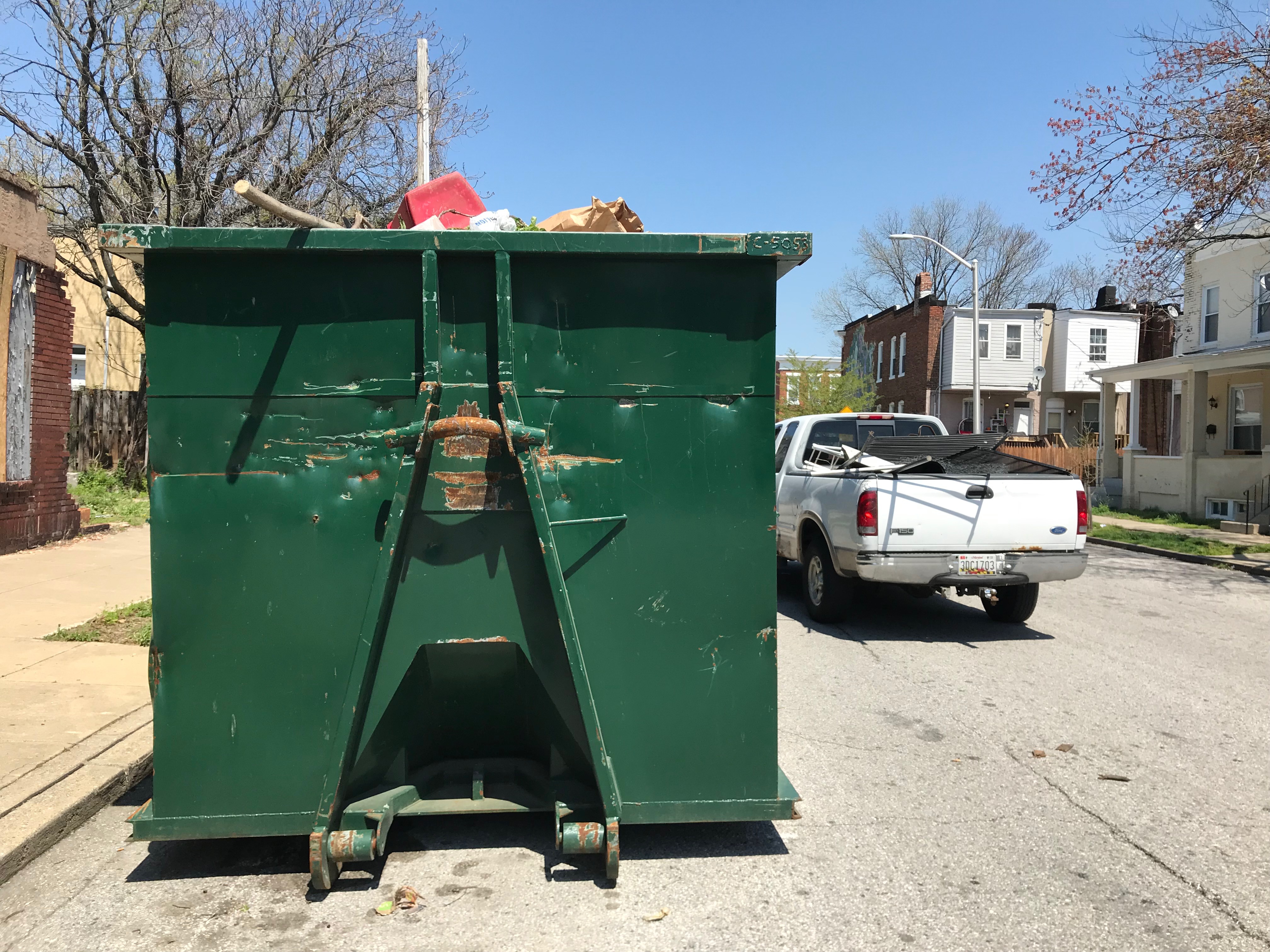 Dumpster, Barclay Street and E. 27th Street (northwest corner), Baltimore, MD 21218, 27th Street, Baltimore, Barclay Street, Car, HQ Photo