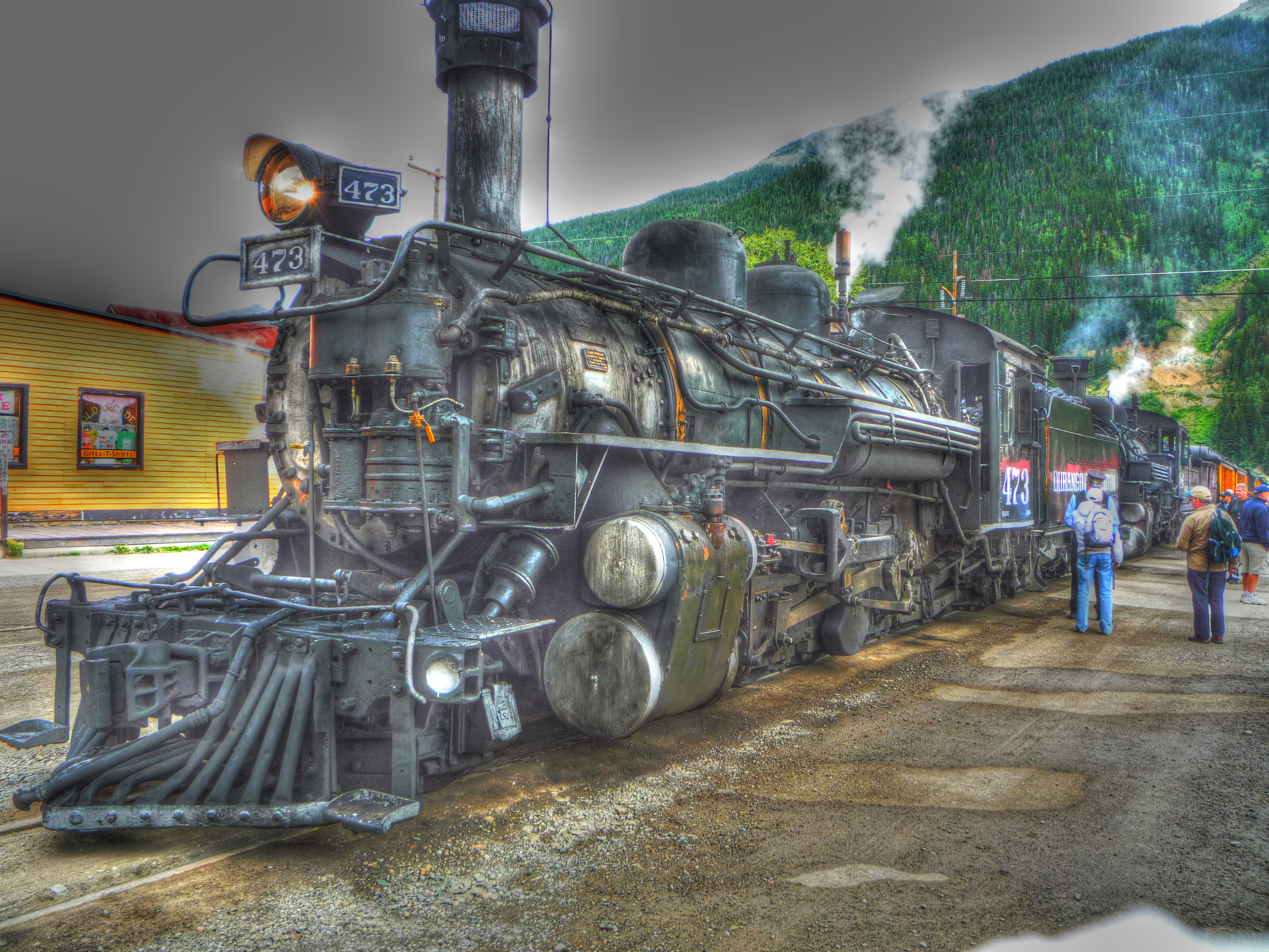 Durango-Silverton Train, Engine, Green, HDR, Highdynamicrange, HQ Photo
