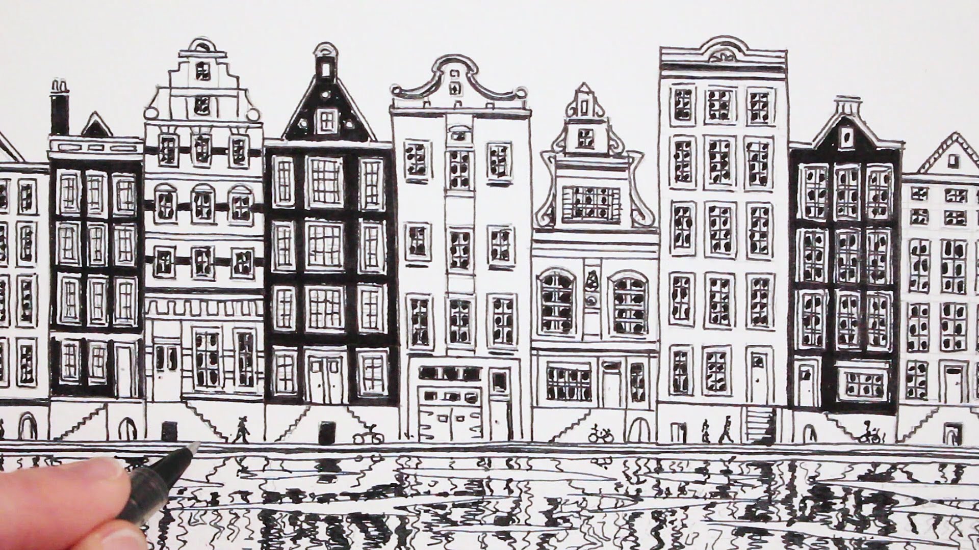 How to Draw a House: View of Amsterdam: Dutch House - YouTube