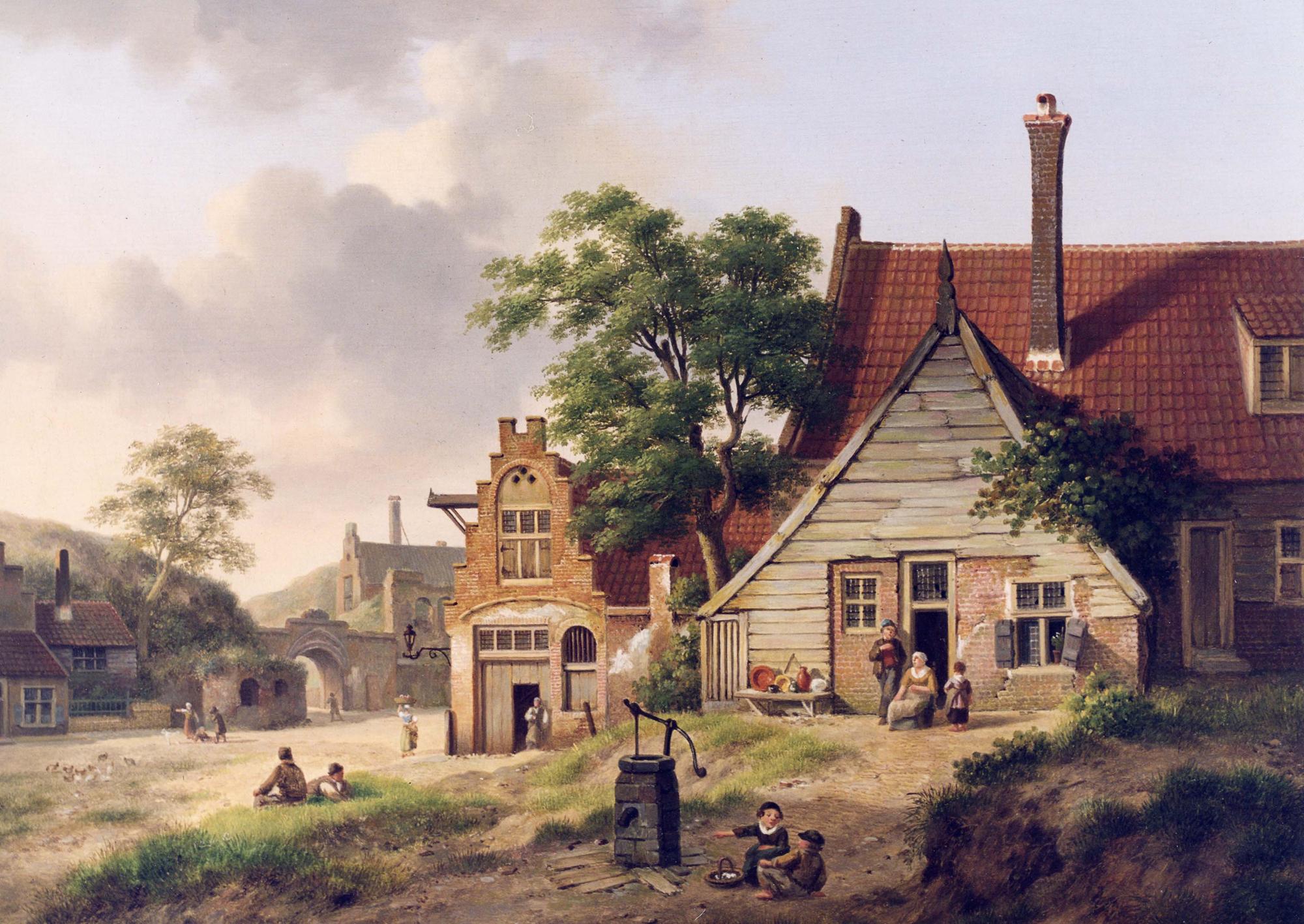 Jan Hendrick Verheyen ( 1778 - 1846) - A Dutch Village Scene with ...