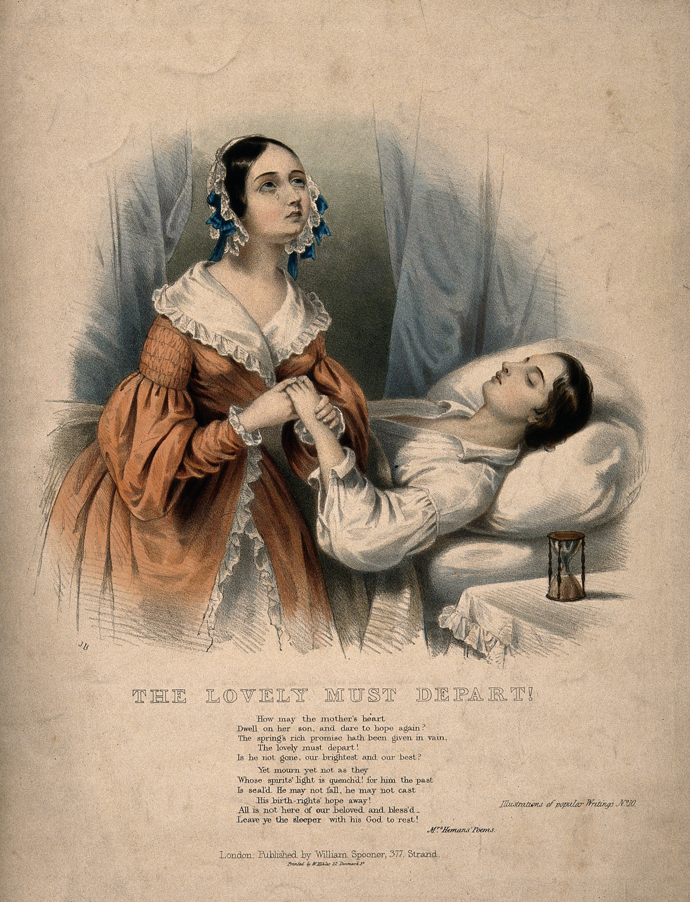 File:A young man lies dying, a woman weeps as she holds his hand ...