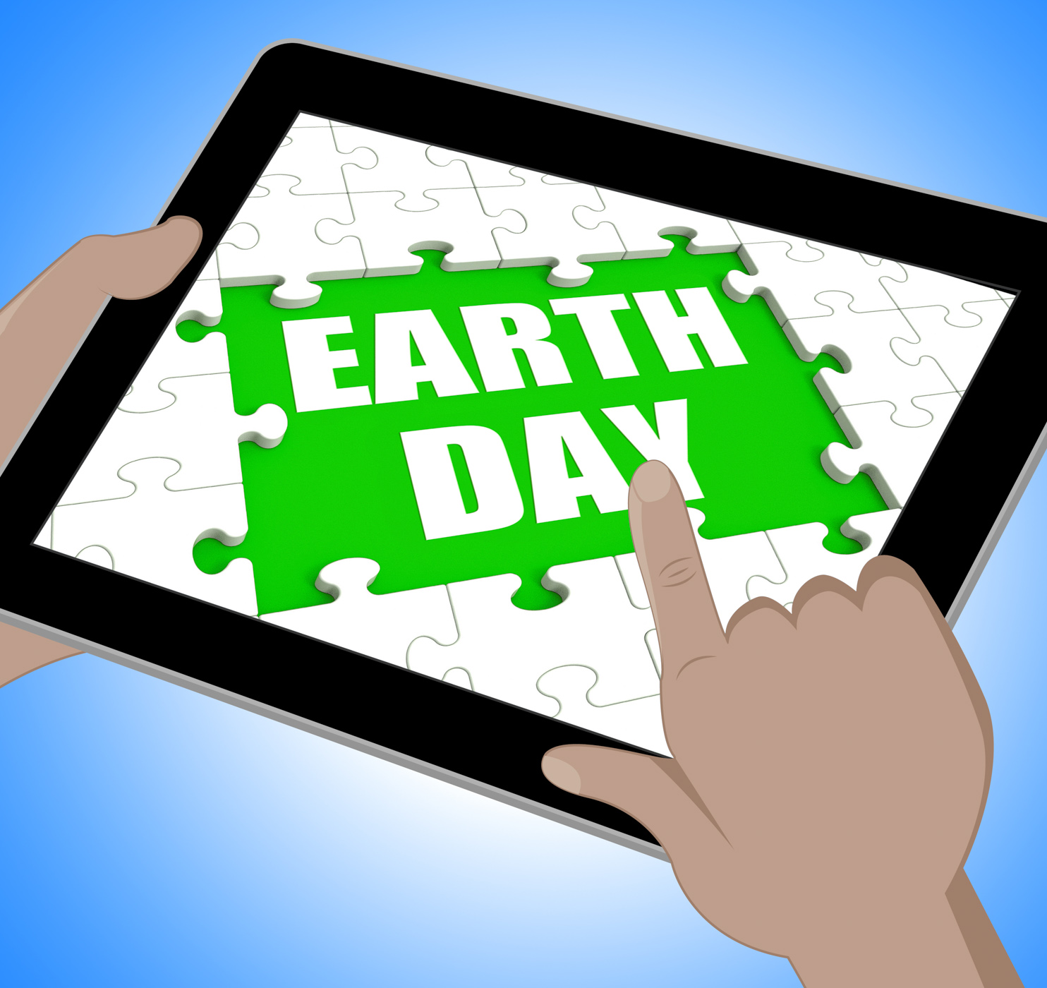 Earth day tablet shows conservation and environmental protection photo