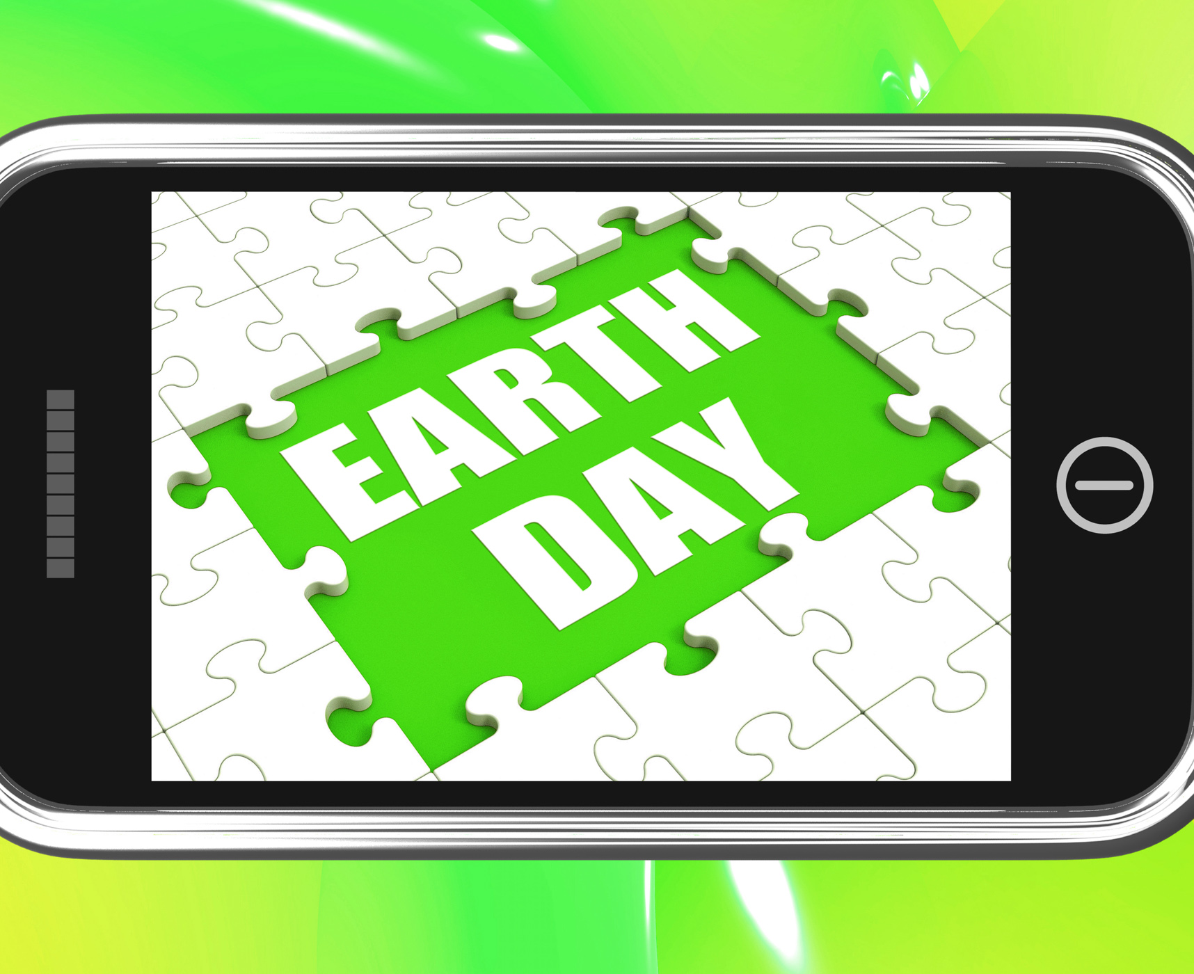 Earth day tablet shows environmentally friendly sustainable and renewa photo
