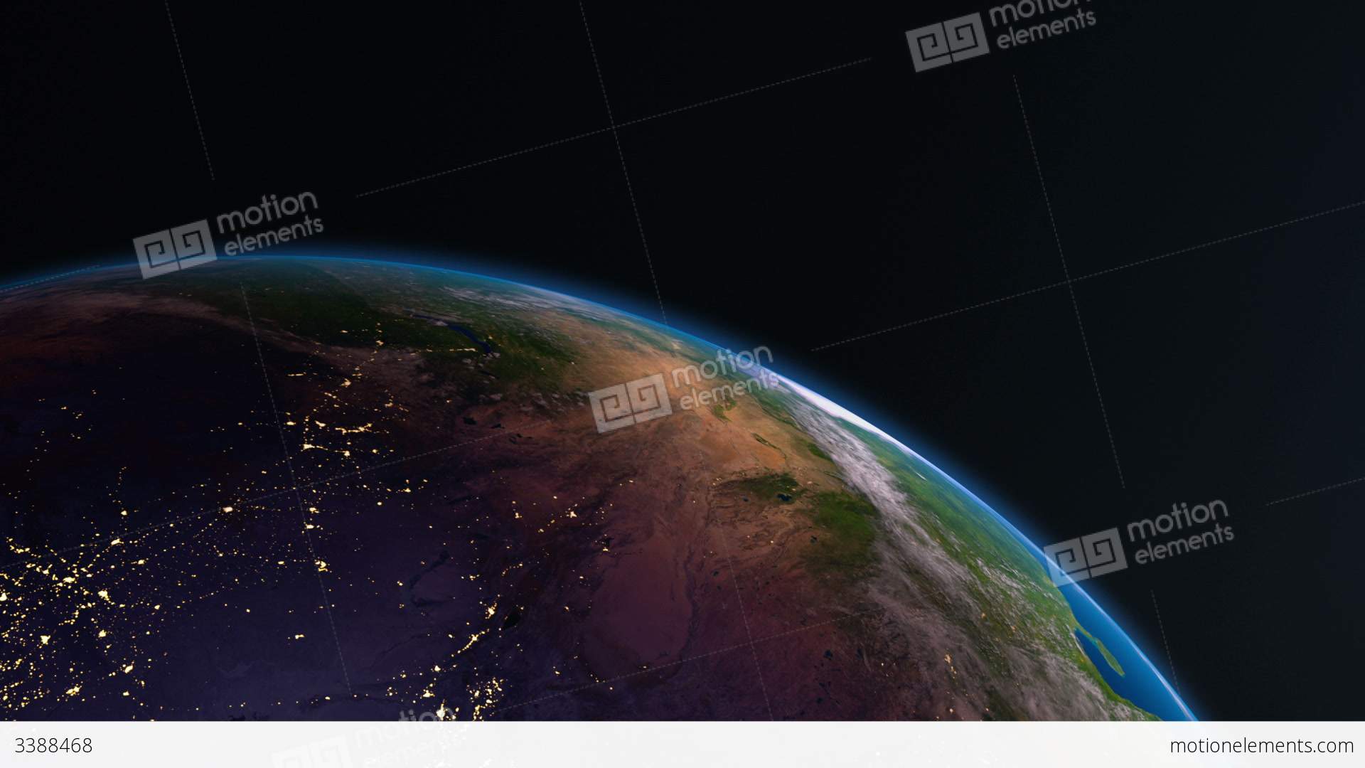 Earth View From Space With Night City Lights. Asia Stock Animation ...