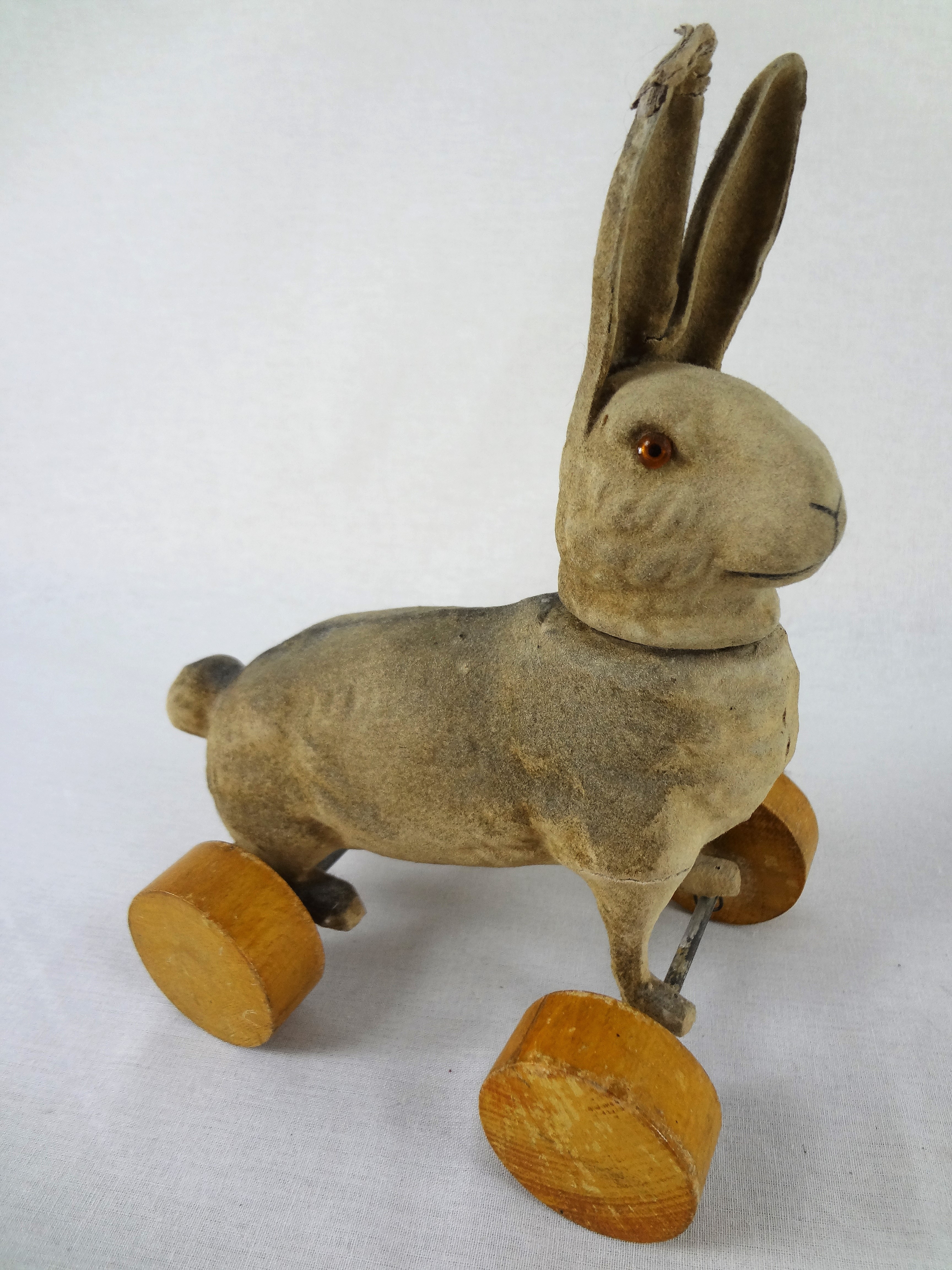 Flocked Easter Bunny Rabbit - Antique Paper Mache Candy Container ...