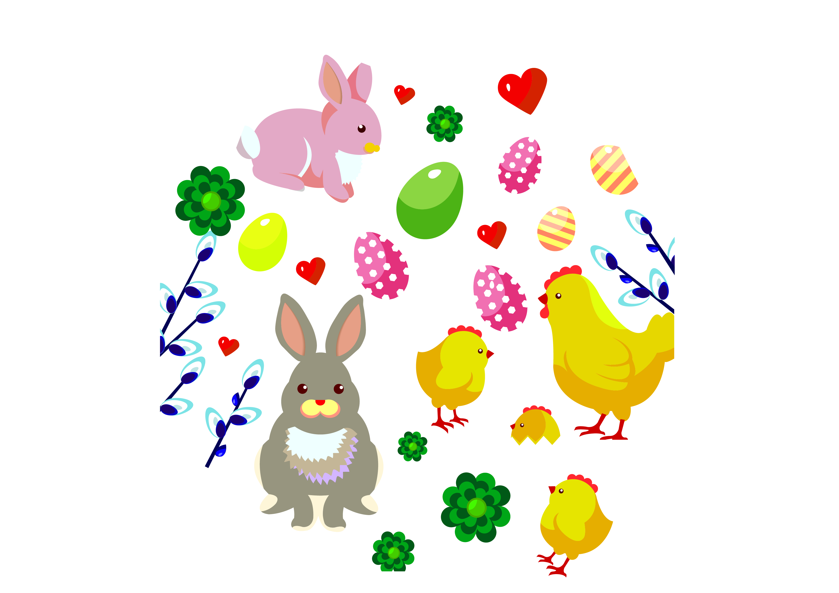 Easter Bunny Illustration - Easter Chicken Vector Download 3508*2480 ...
