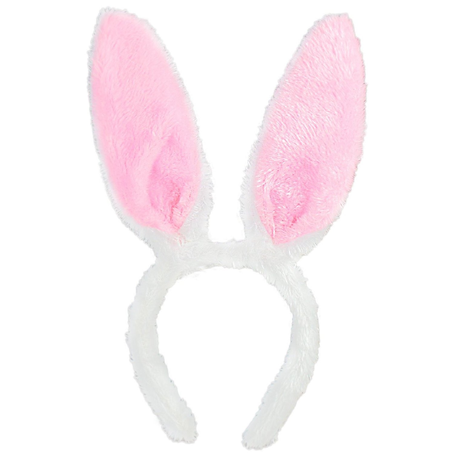 Easter Bunny Ears Fancy Dress Accessory White with Pink Rabbit Ears ...