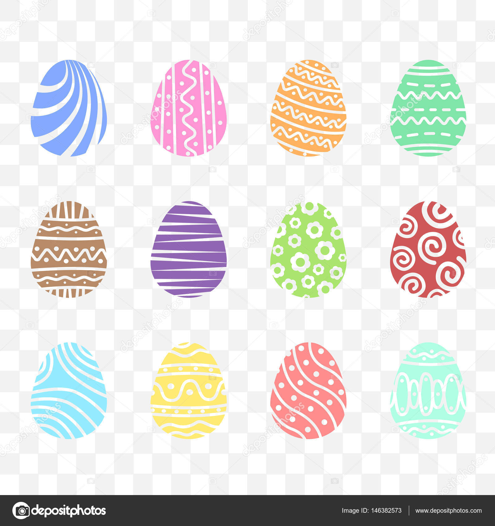 Set easter egg with ornament. Pack icon simple easter egg on ...