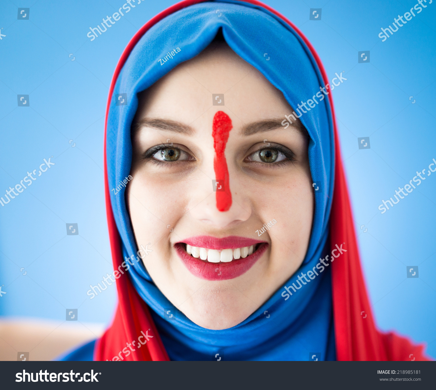 Beautiful Middle Eastern Girl Scarf On Stock Photo 218985181 ...