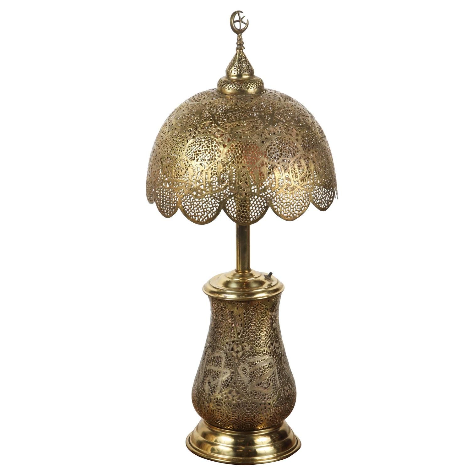 Moorish Revival Brass Syrian Table Lamp | From a unique collection ...