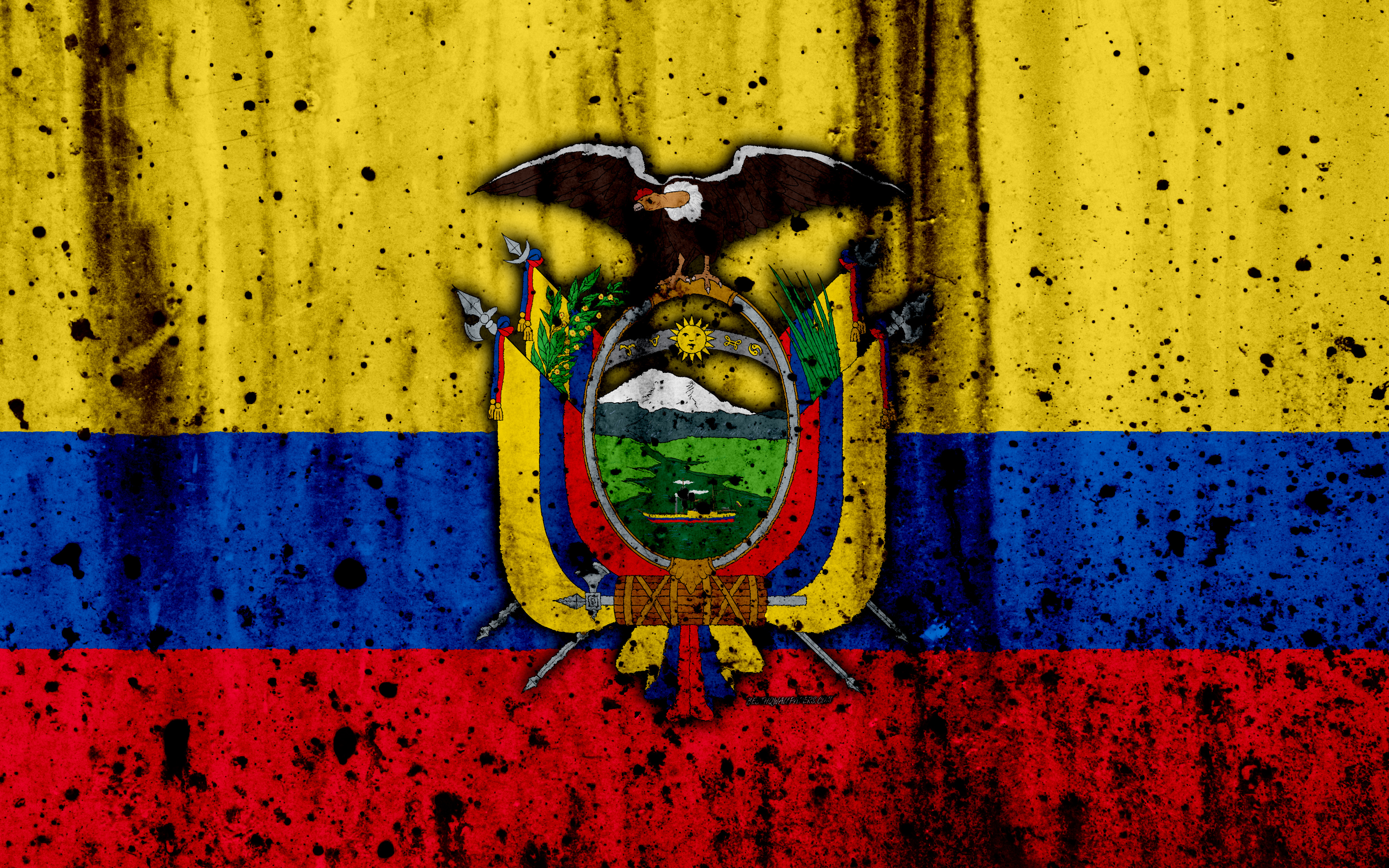 Download wallpapers Ecuadorian flag, 4k, grunge, South America, flag ...