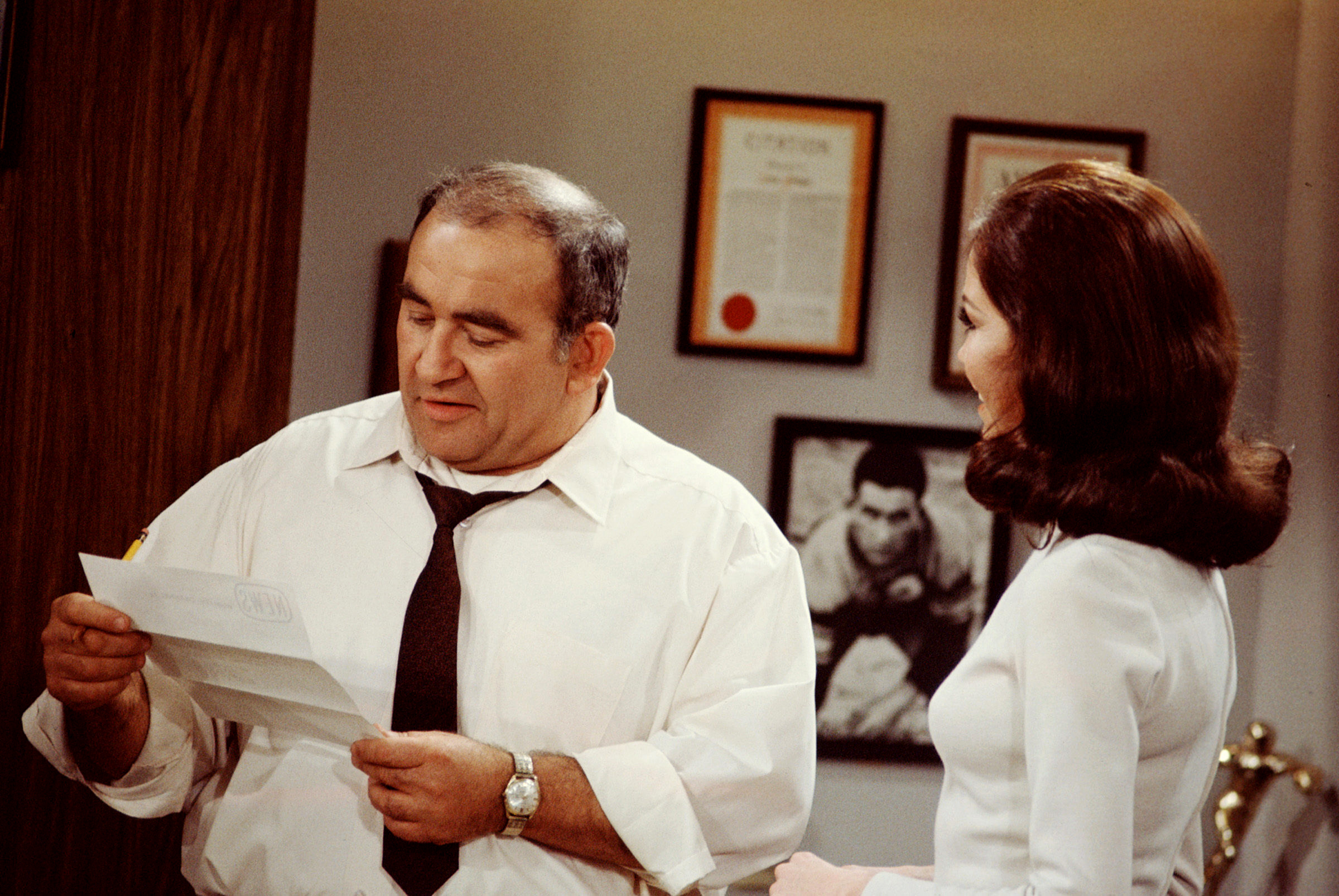 PHOTO: Actors Ed Asner, as Lou Grant, and Mary Tyler Moore, as Mary ...