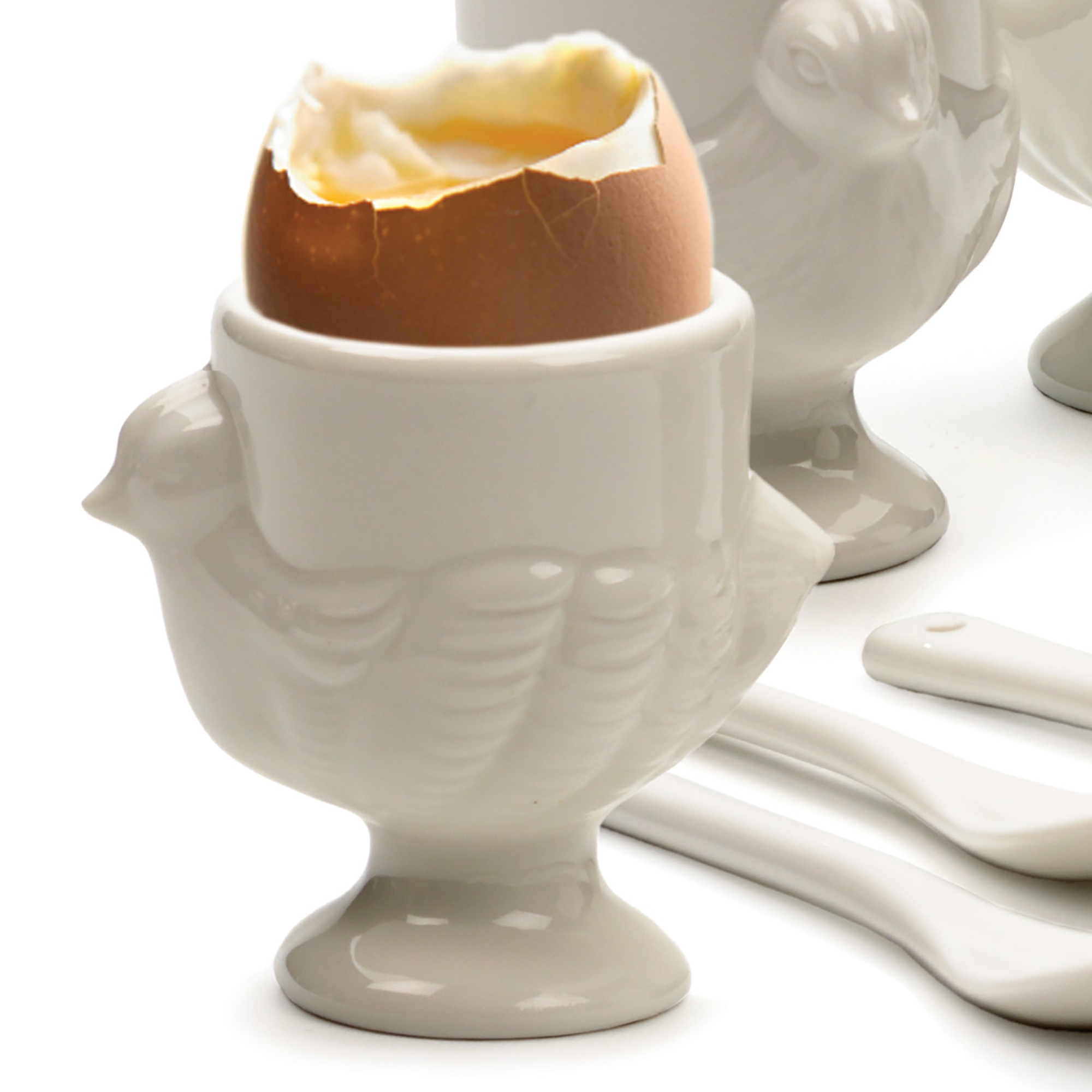 Porcelain Egg Cups & Spoons Set | RSVP International Inc.