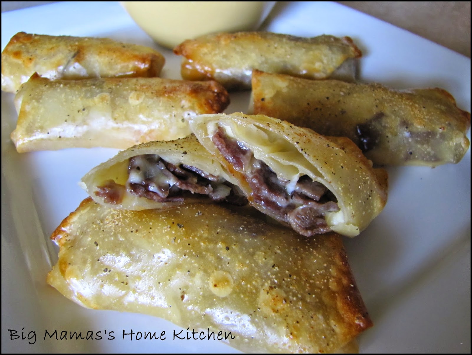 Big Mama's Home Kitchen: French Dip Egg Rolls with Au Jus