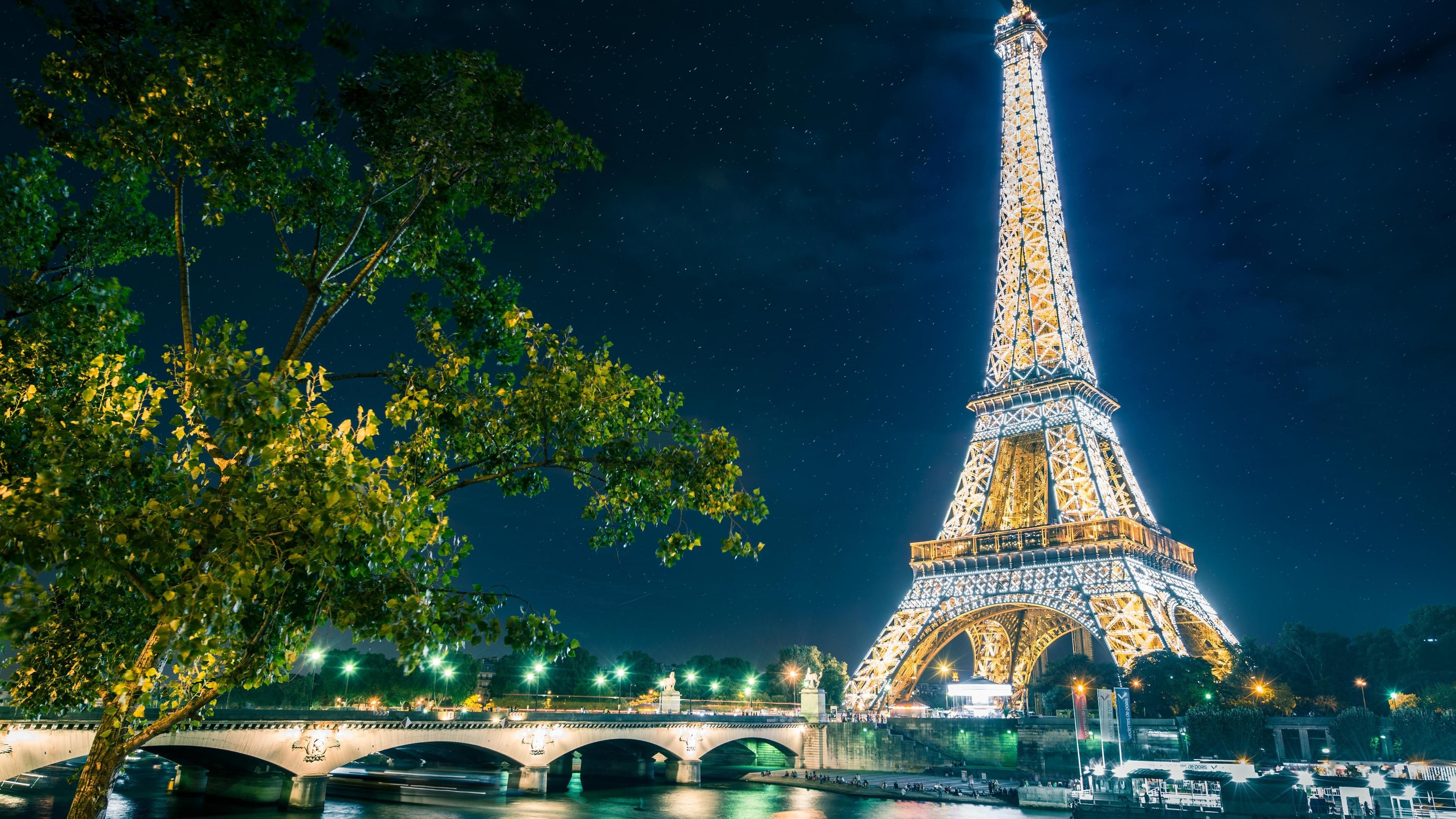 Paris At Night - Starry Night Sky Above The Eiffel Tower Wallpaper ...