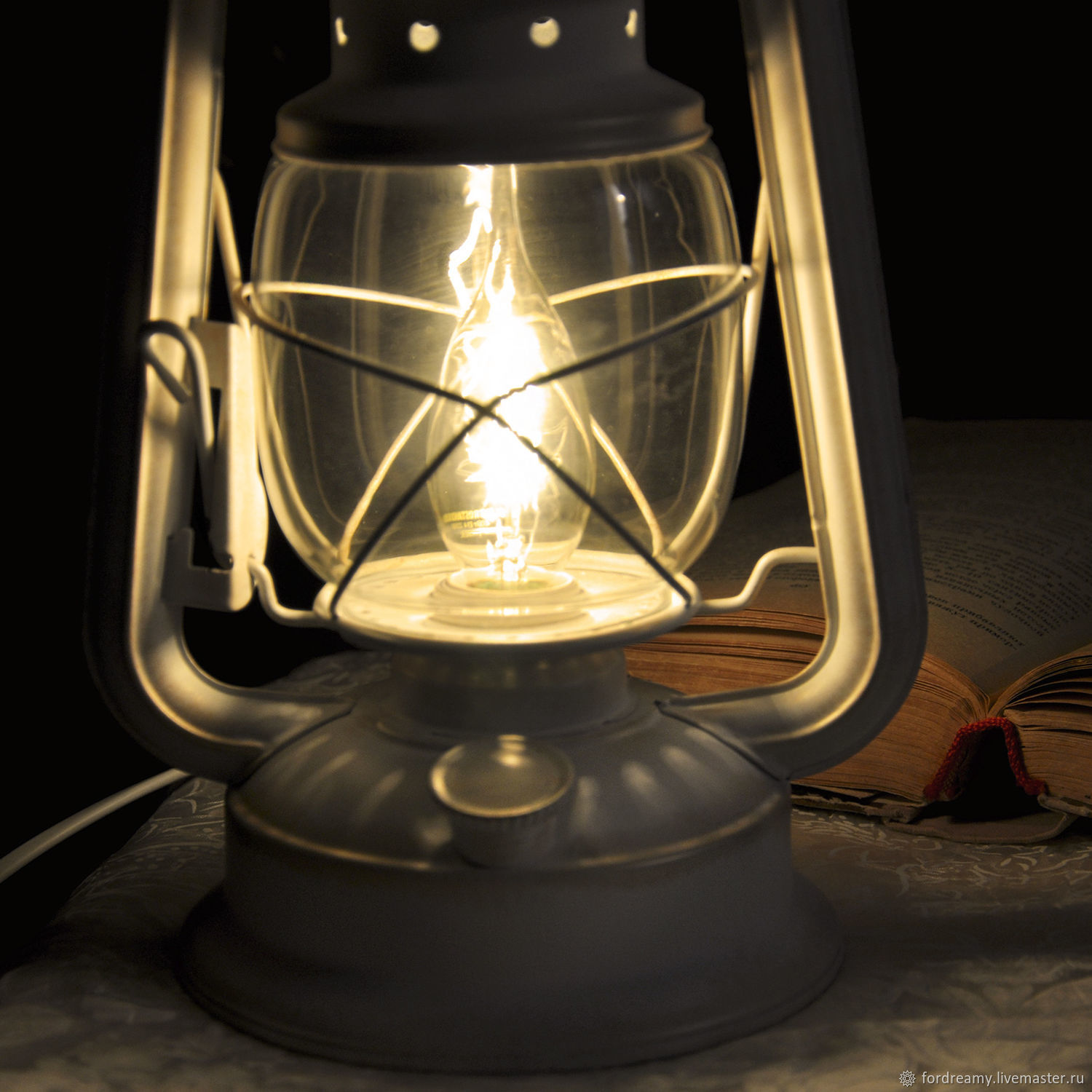Table lamp electric oil lantern white Provence retro vintage – shop ...