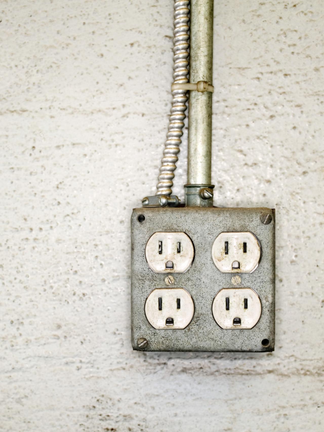 Electric outlet exposed photo