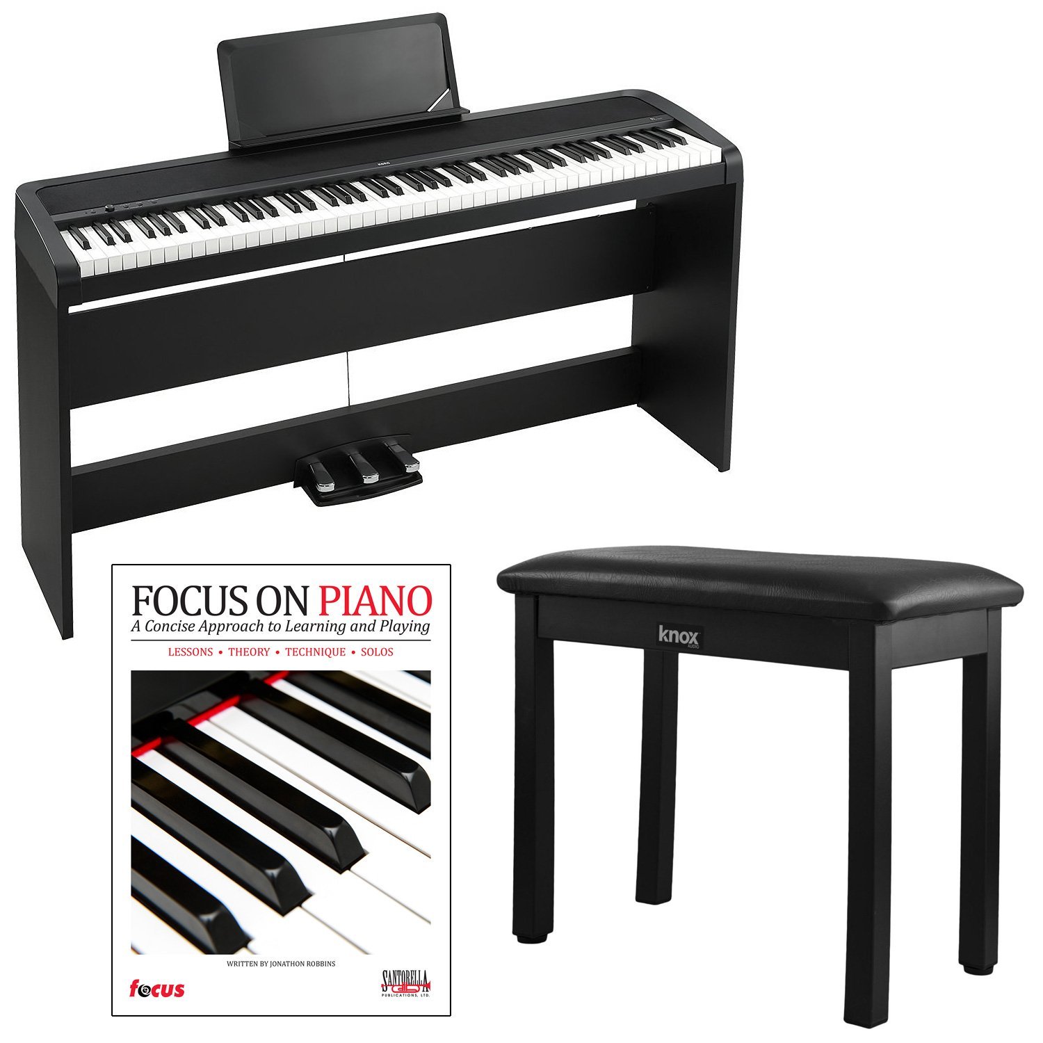 Amazon.com: Korg B1SPBK Digital Piano with Knox Full-Size Piano ...