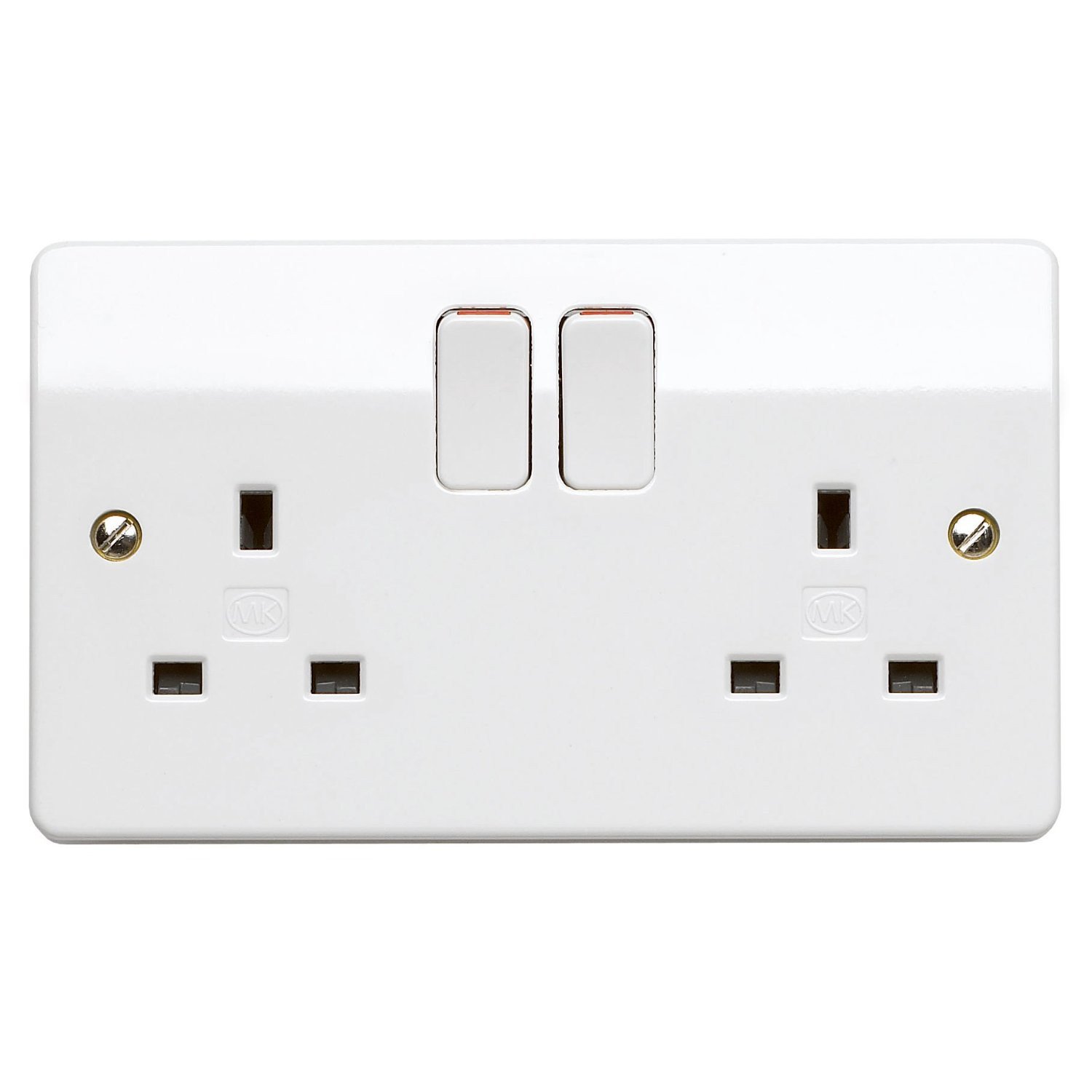 MK Electric K2747WHI Logic Plus 13A 2 Gang DP Switched Socket Outlet ...