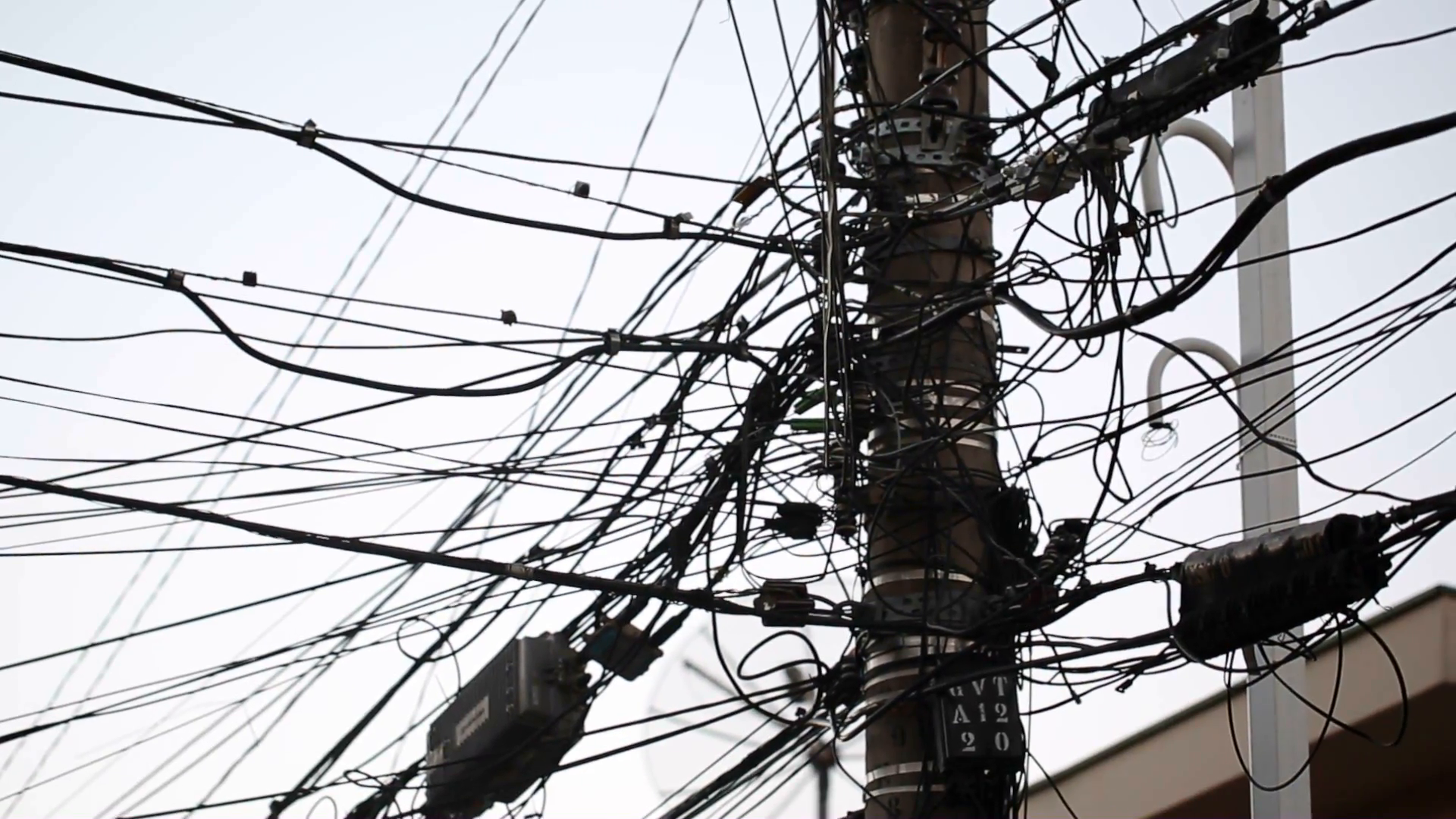 Electrical wires. Visual pollution from metropolitan third world ...