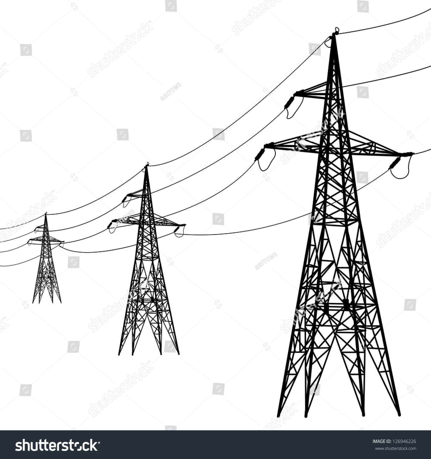 Silhouette High Voltage Power Lines Vector Stock Vector 126946226 ...