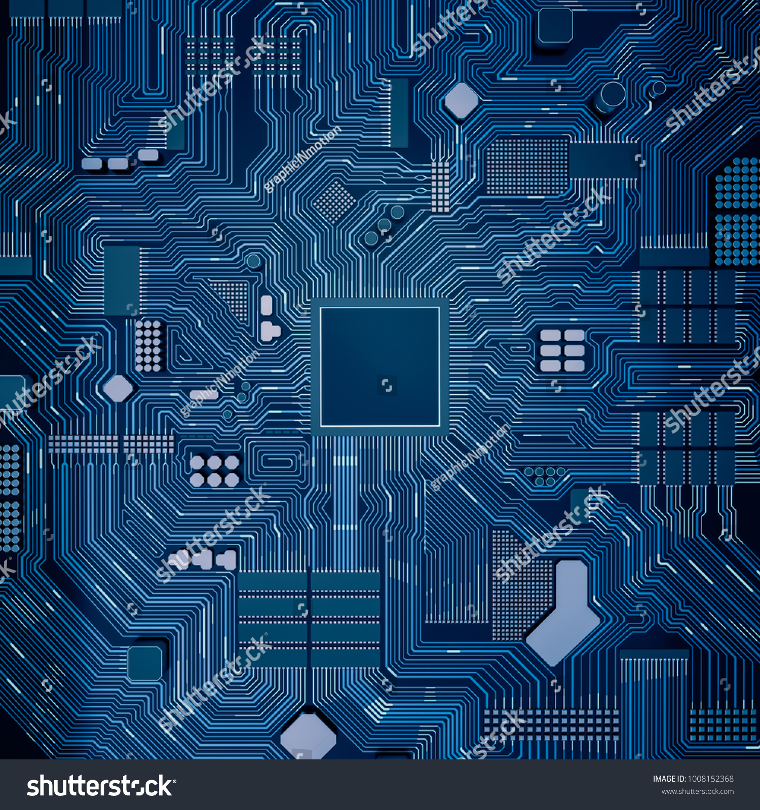 Cpu Chip On Motherboard Abstract 3d Stock Illustration 1008152368 ...