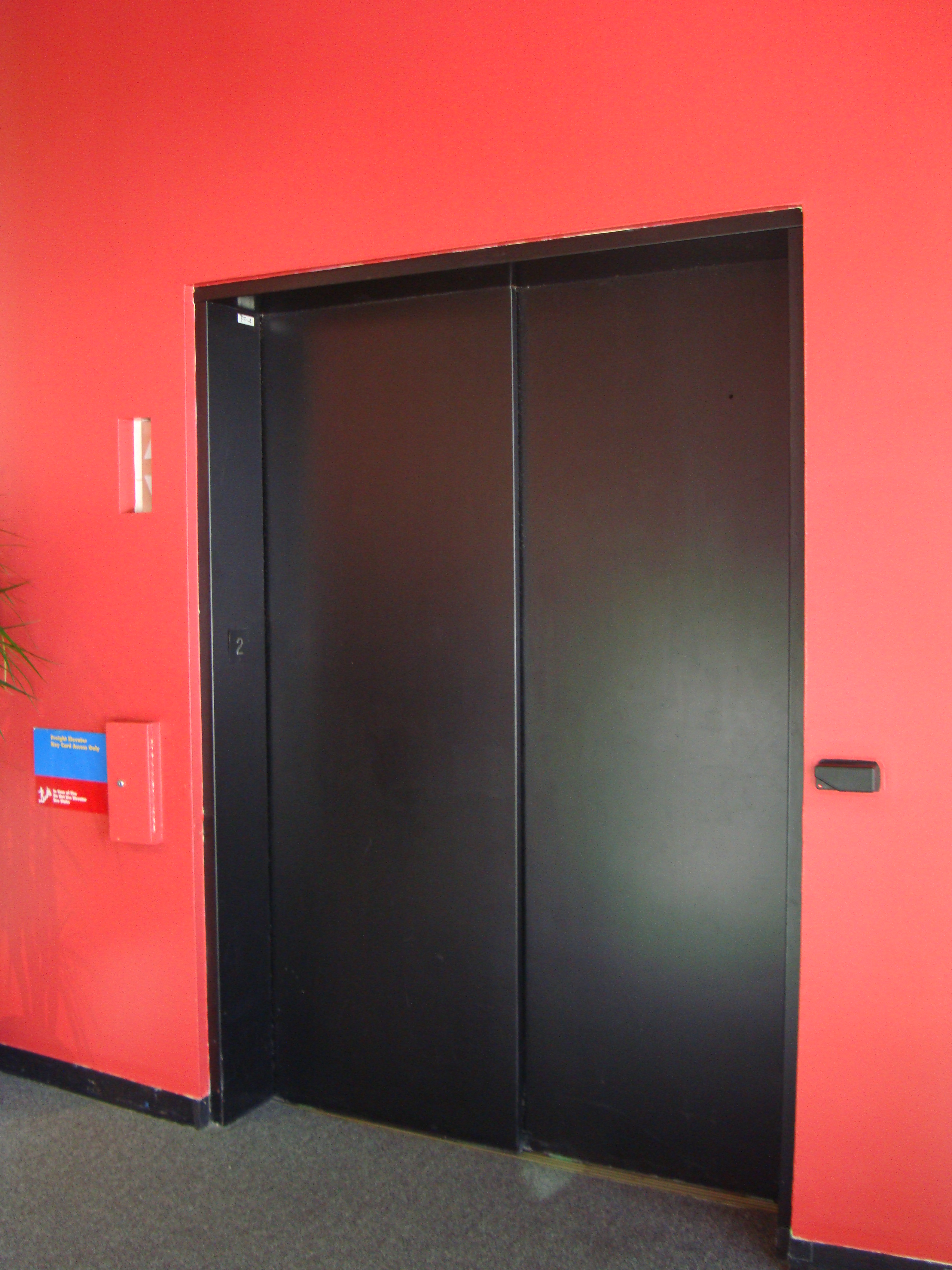 Red elevator door photo
