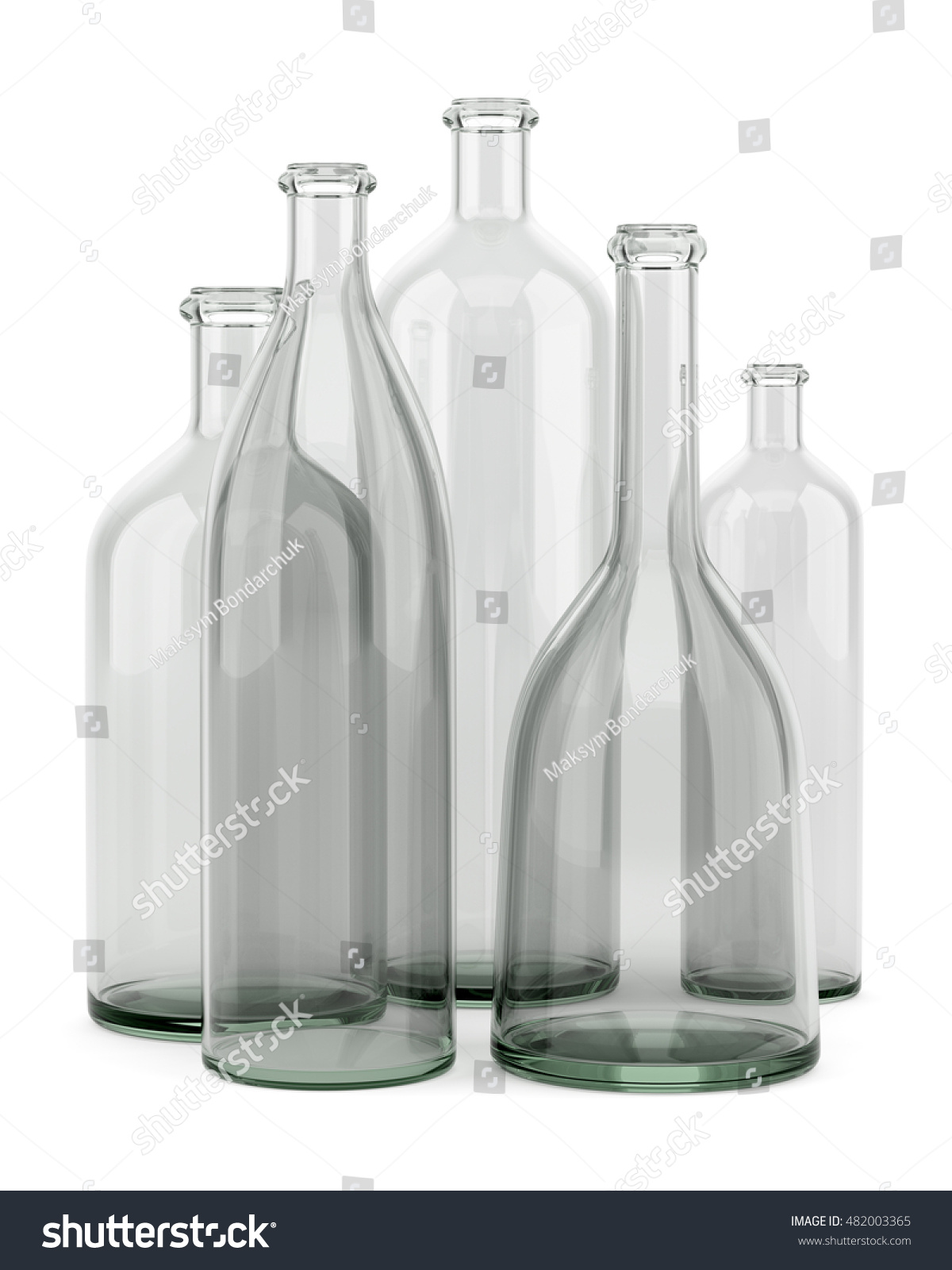 Five Empty Bottles Isolated On White Stock Illustration 482003365 ...