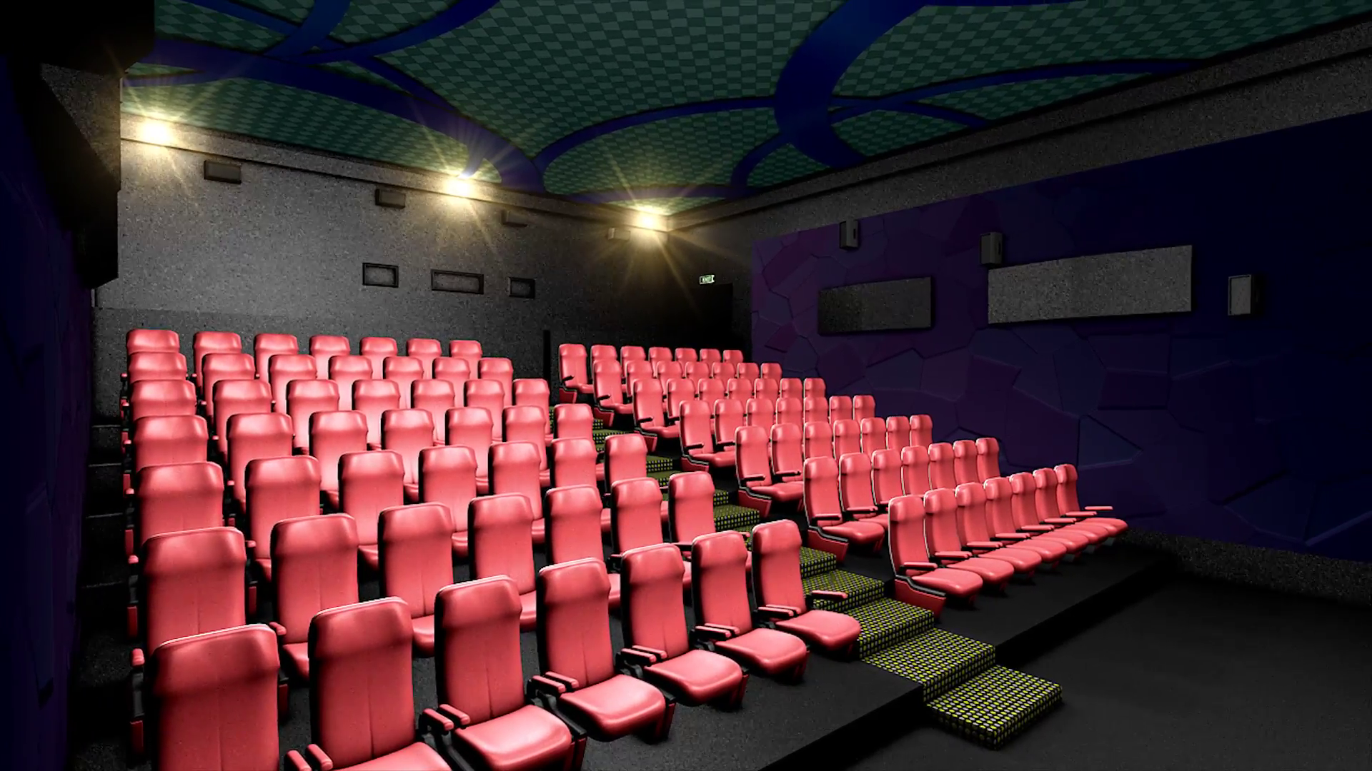 Grant Cinema hall, movie, screening, viewing, empty. Motion ...