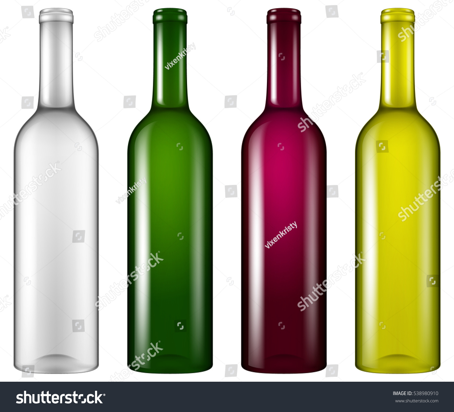 Set Four Realistic Looking Empty Wine Stock Photo (Photo, Vector ...