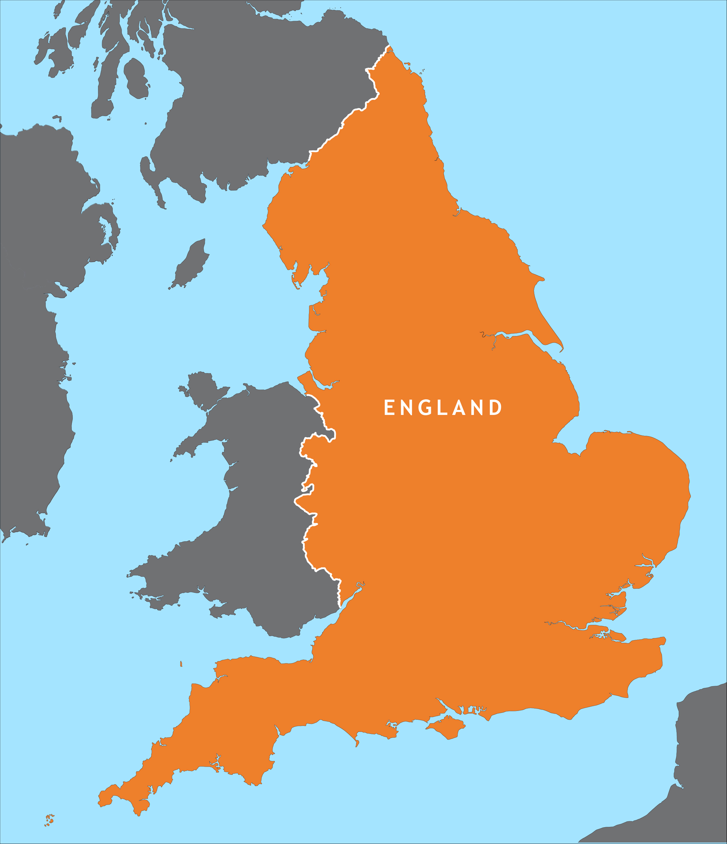 England outline map - royalty free editable vector map - Maproom