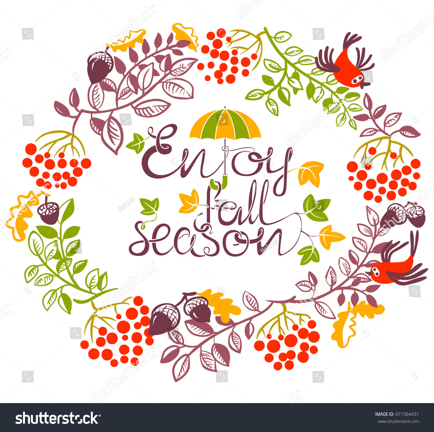 Enjoy Fall Season Hand Drawing Lettering Stock Vector 471564431 ...