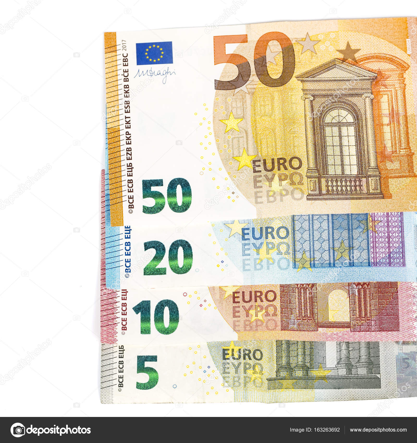 European union currency euro banknotes bills background. 2, 10, 20 ...