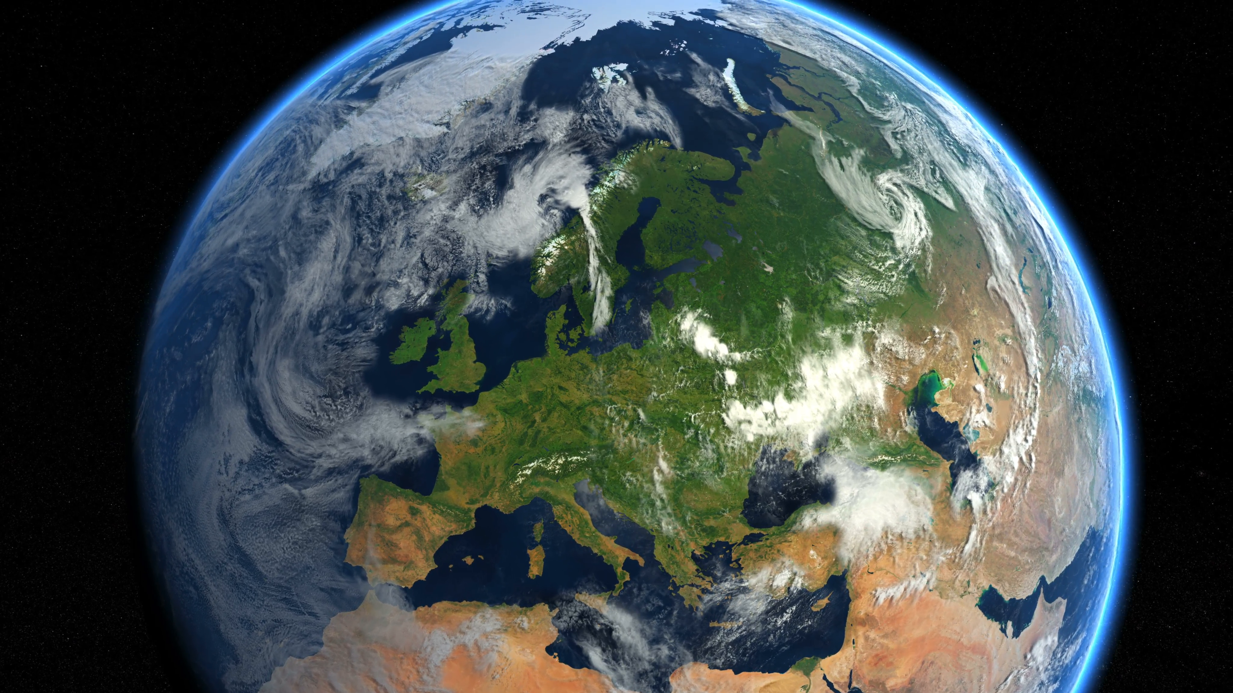 Zoom to Europe. The European states from space. Clip contains earth ...