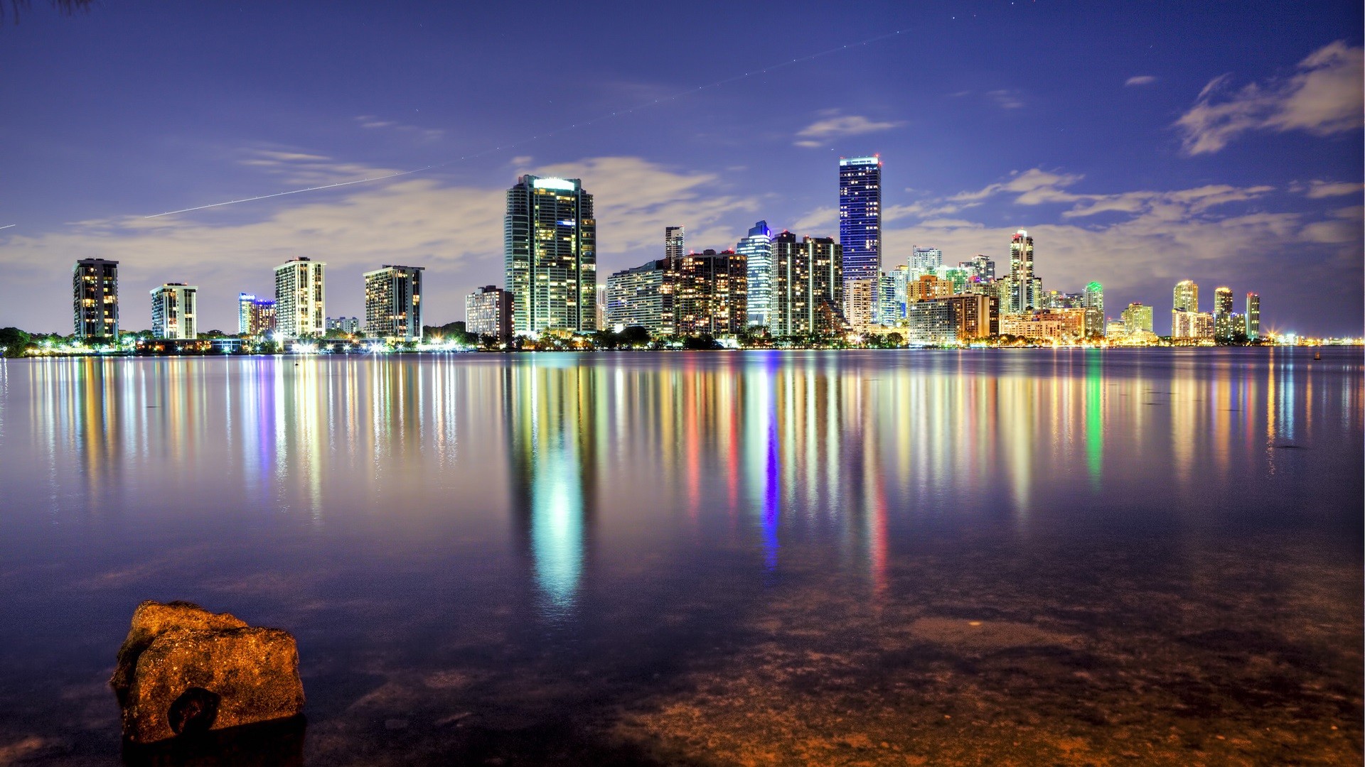 Skyscrapers: Evening Miami Cityscape Florida USA Ocean Skyscrapers ...
