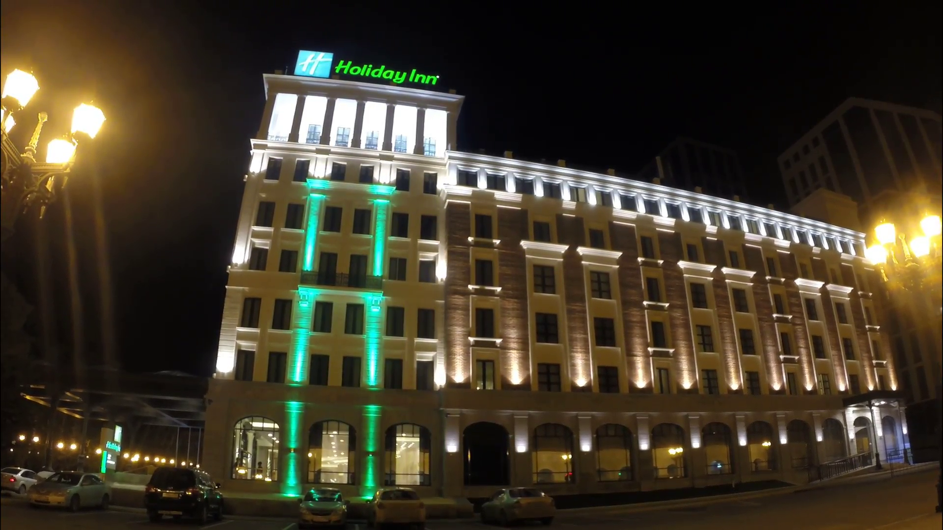 Holiday Inn Hotel in Ufa evening. Stock Video Footage - VideoBlocks