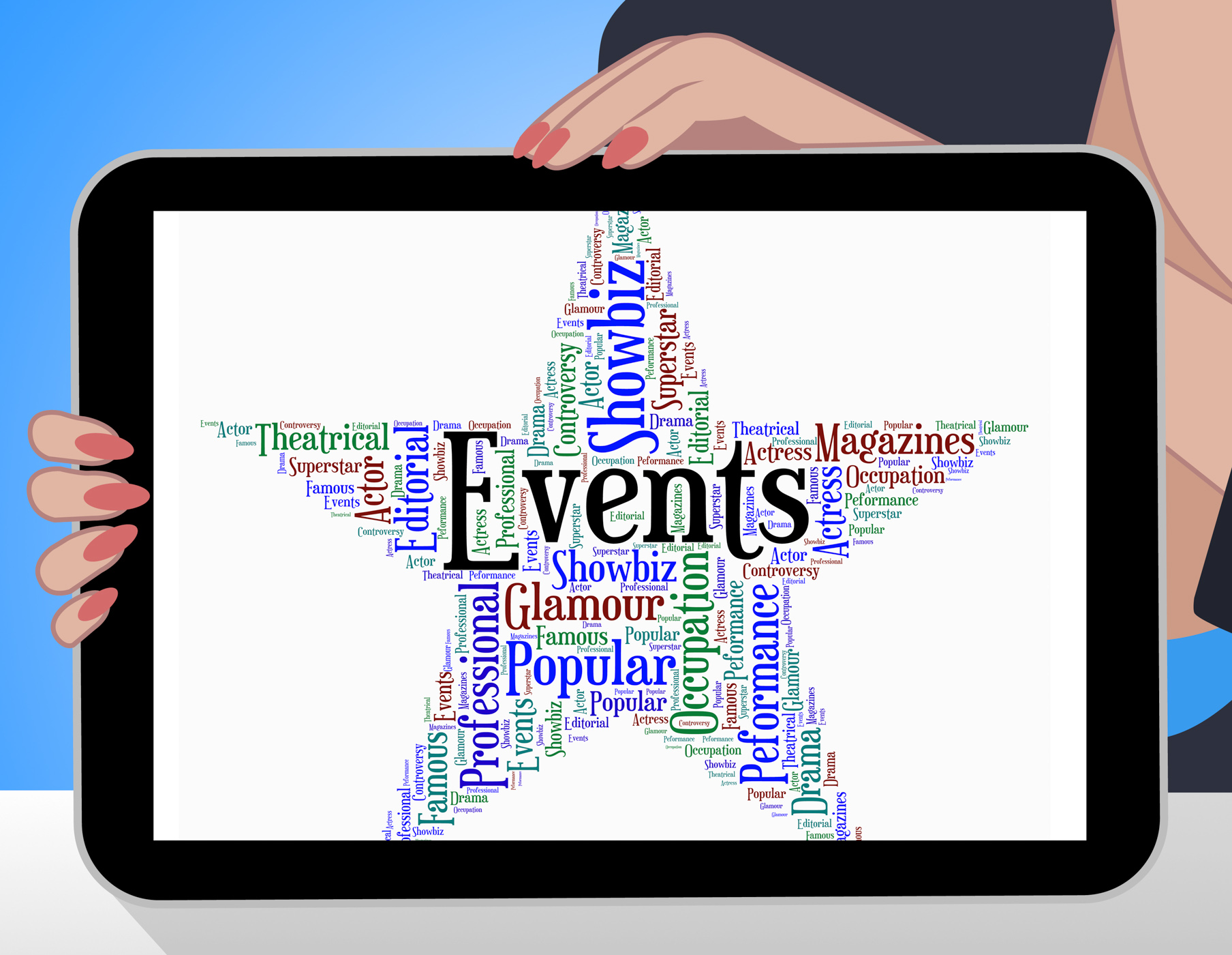 Events star represents wordcloud words and function photo