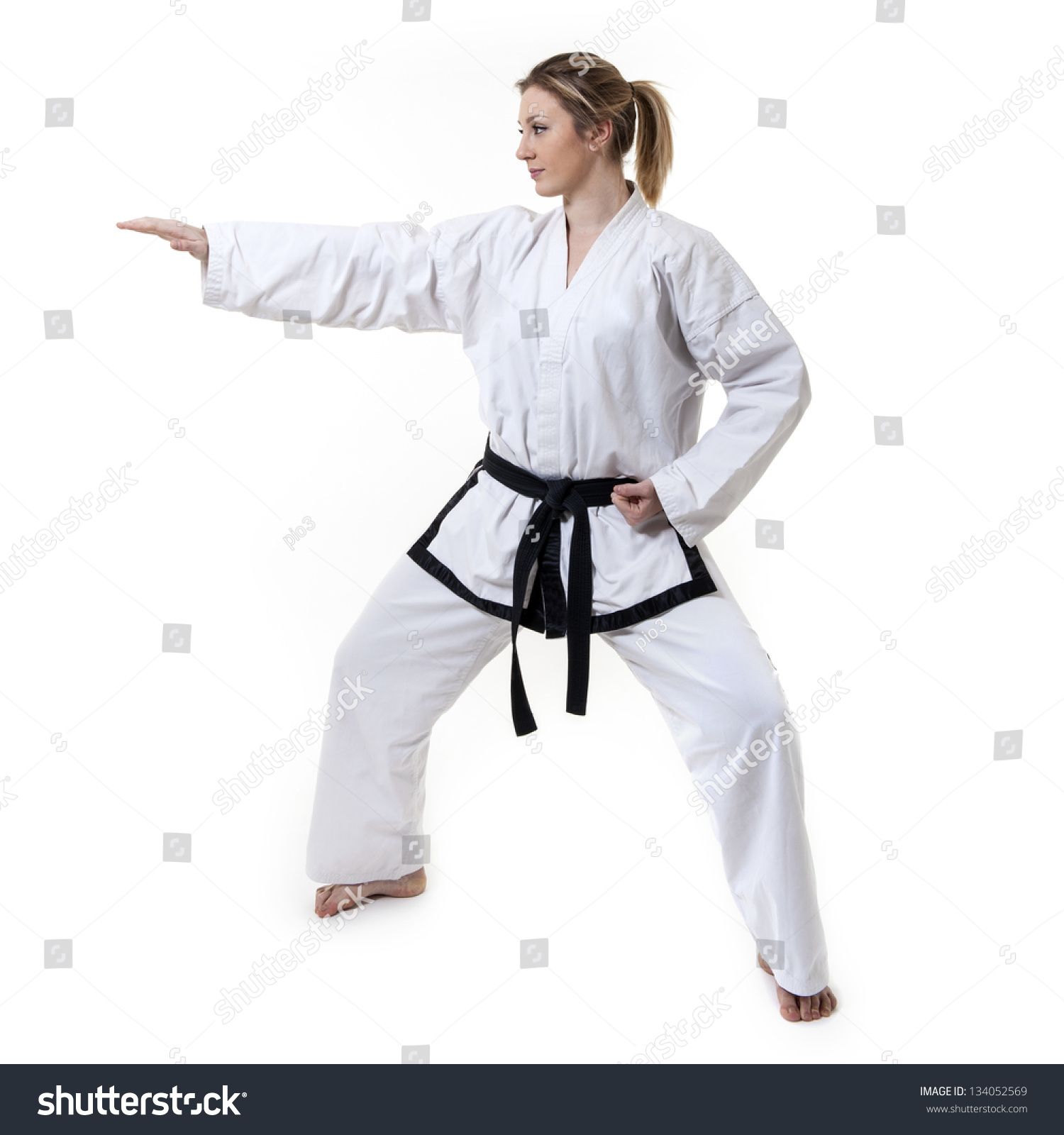 Blonde Martial Arts Girl Kimono Exercising Stock Photo & Image ...